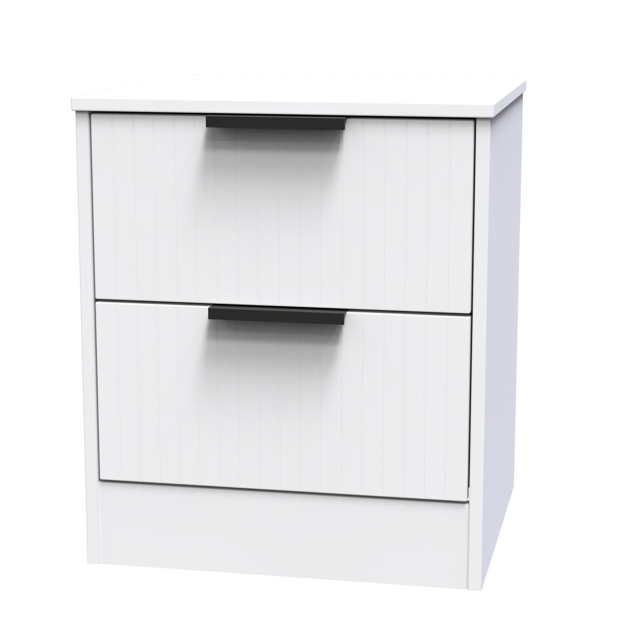 Nashville Ready assembled White 2 Drawer Bedside chest (H)521mm (W)450mm (D)395mm