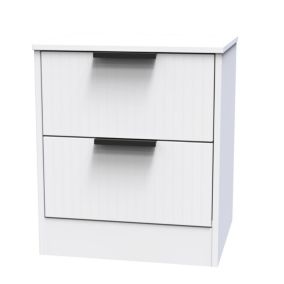 Nashville Ready assembled White 2 Drawer Bedside chest (H)521mm (W)450mm (D)395mm