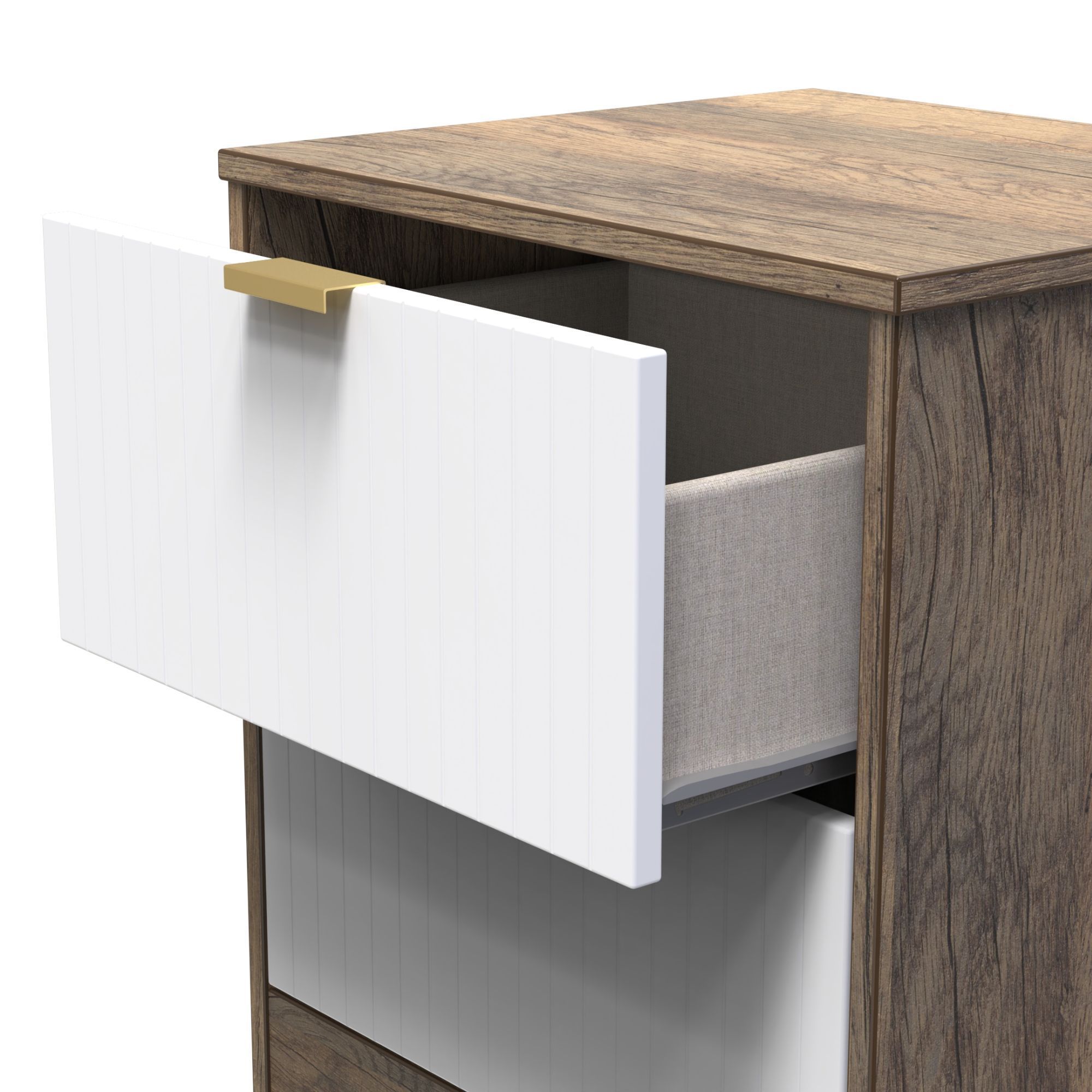 Nashville Ready assembled White & oak 2 Drawer Bedside chest (H)521mm (W)450mm (D)395mm
