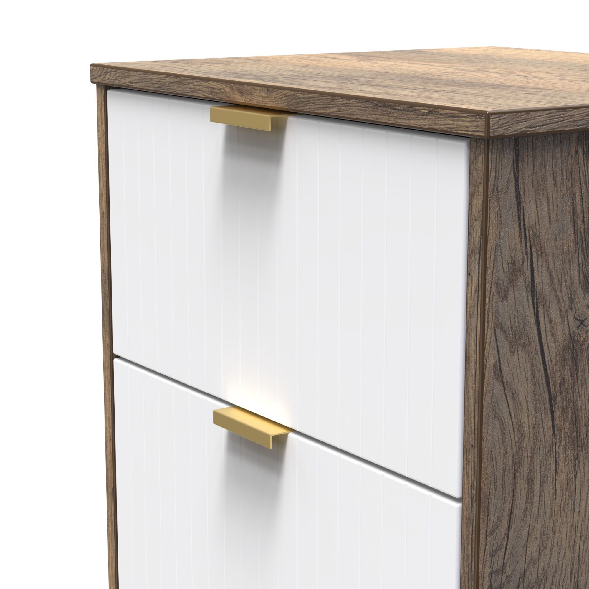 Nashville Ready assembled White & oak 3 Drawer Bedside chest (H)726mm (W)450mm (D)395mm