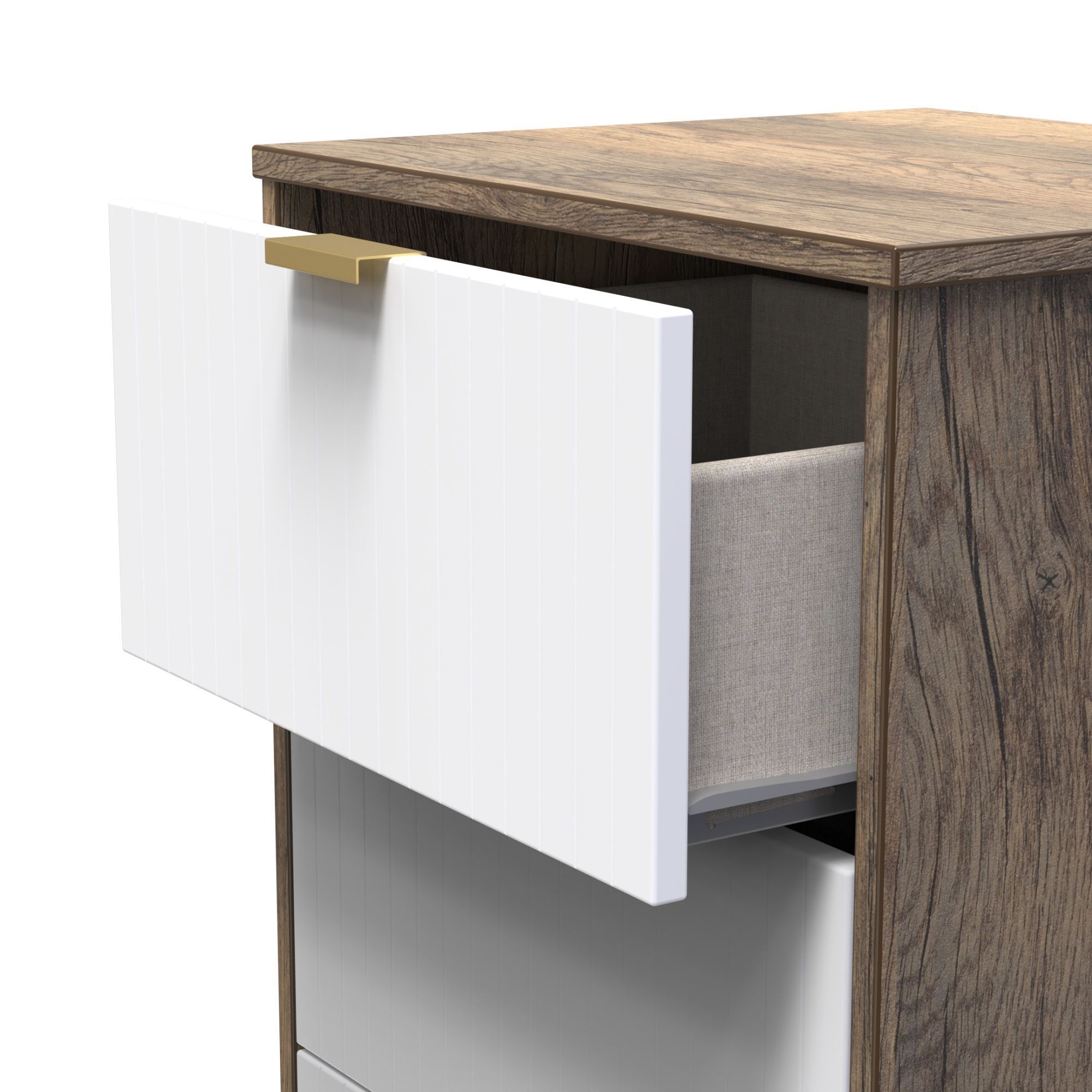 Nashville Ready assembled White & oak 3 Drawer Bedside chest (H)726mm (W)450mm (D)395mm