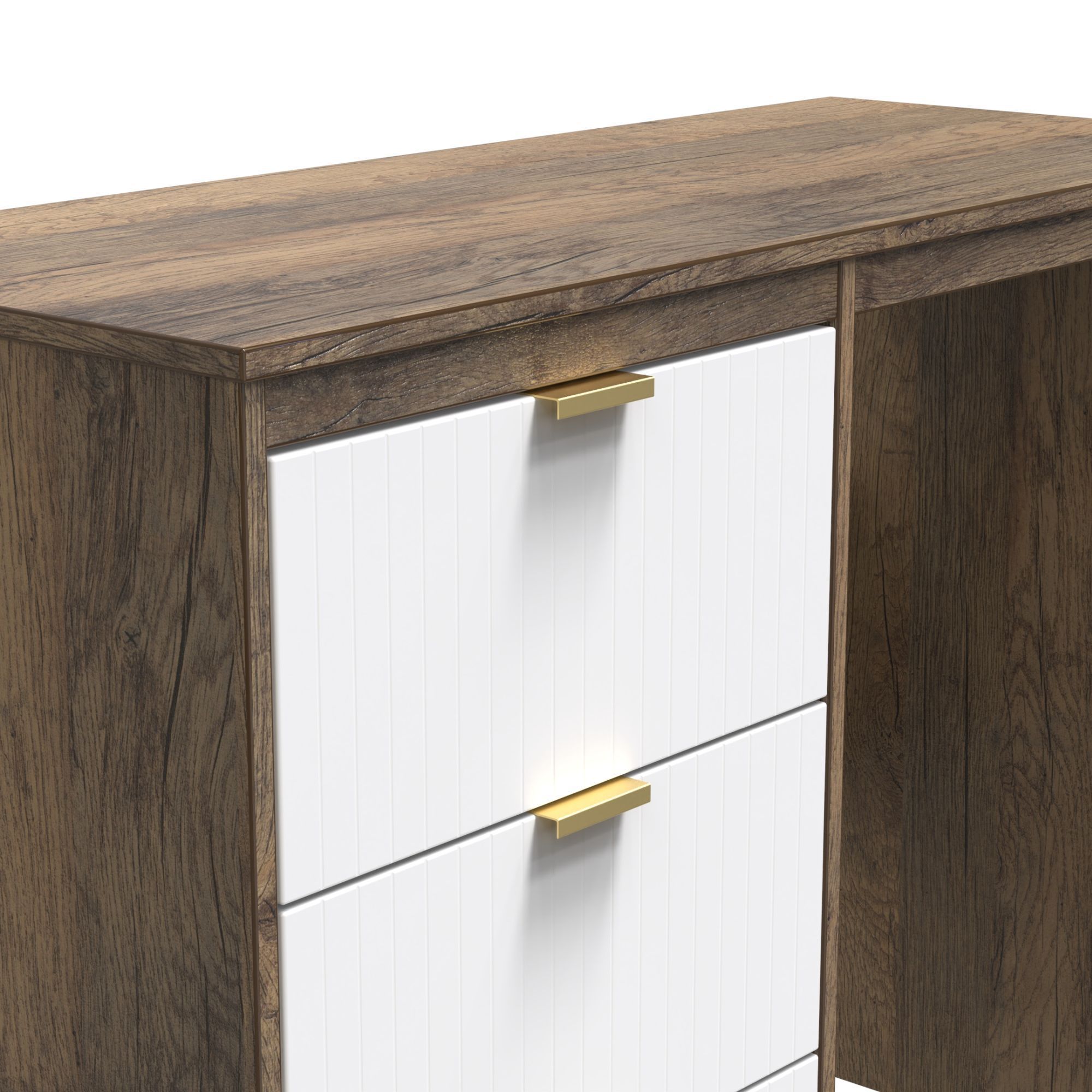 Nashville Ready assembled White & oak 3 Drawer Dressing table (H)756mm (W)969mm (D)395mm