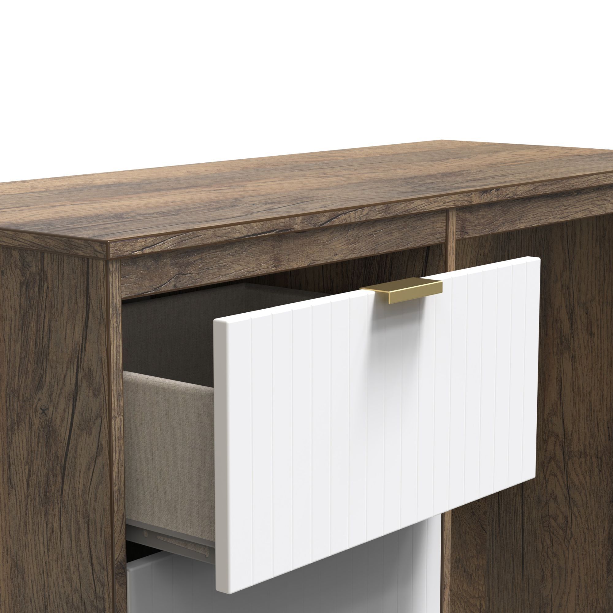 Nashville Ready assembled White & oak 3 Drawer Dressing table (H)756mm (W)969mm (D)395mm