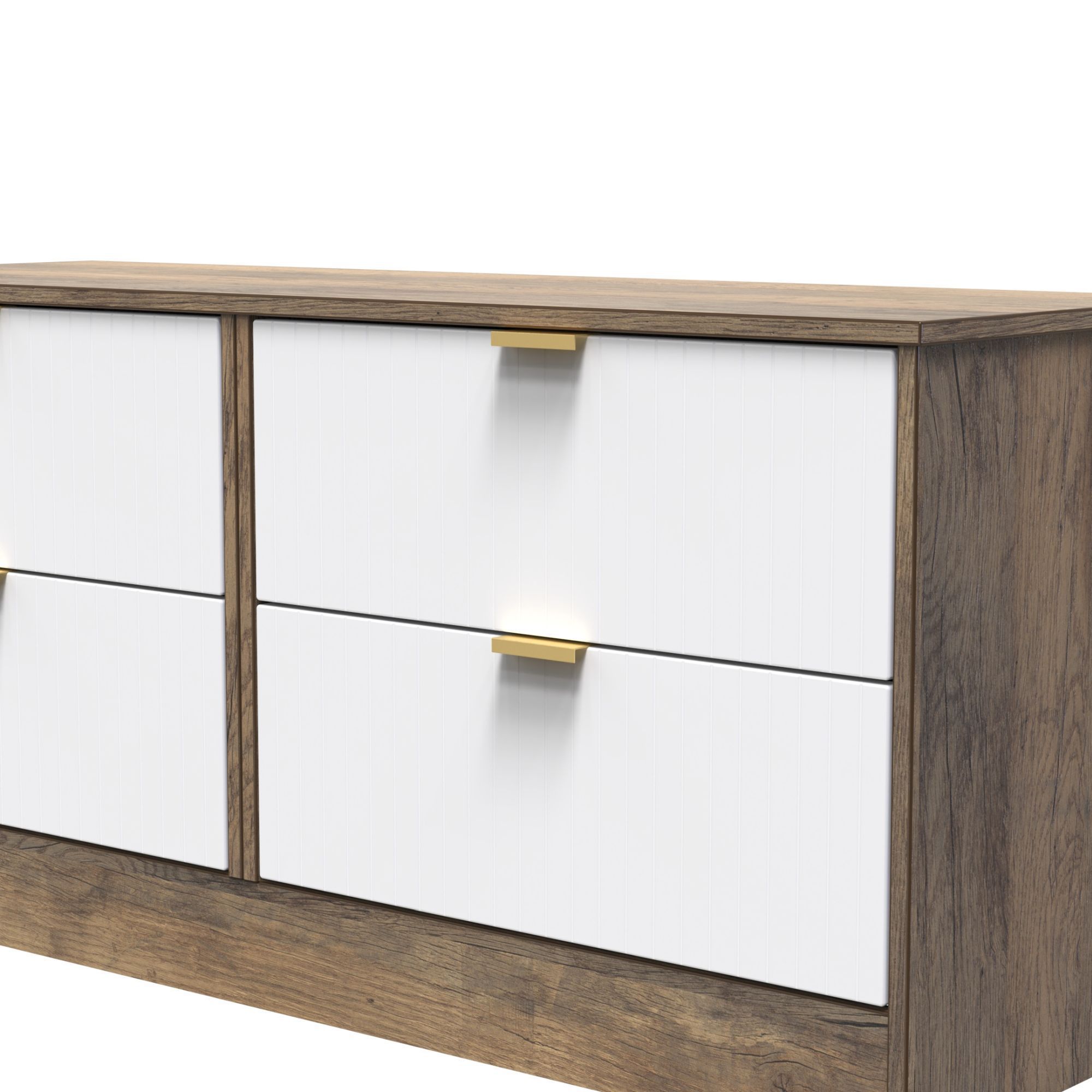 Nashville Ready assembled White & oak 4 Drawer Bed box (H)521mm (W)1146mm (D)395mm