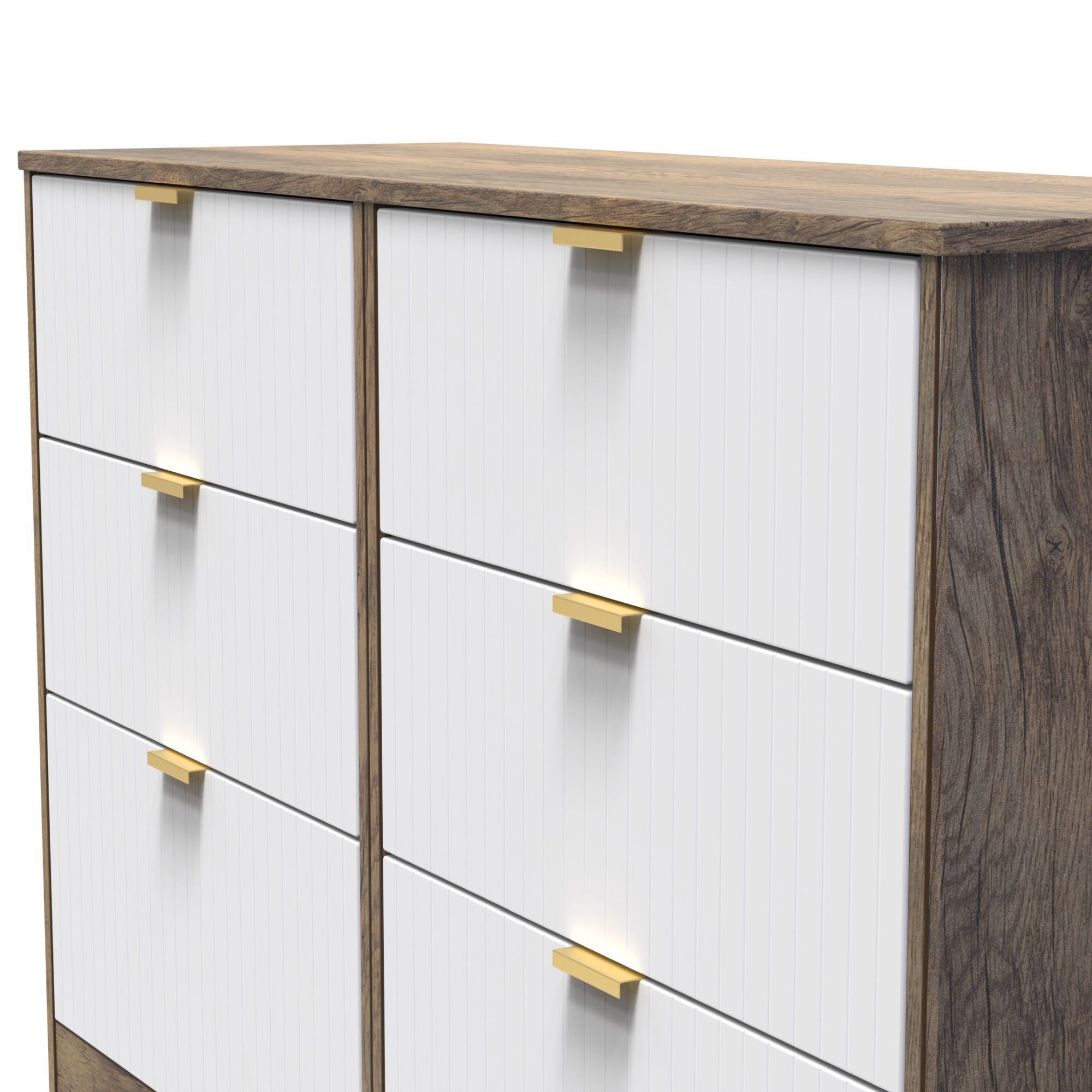 Nashville Ready assembled White & oak 6 Drawer Chest (H)792mm (W)1117mm (D)395mm