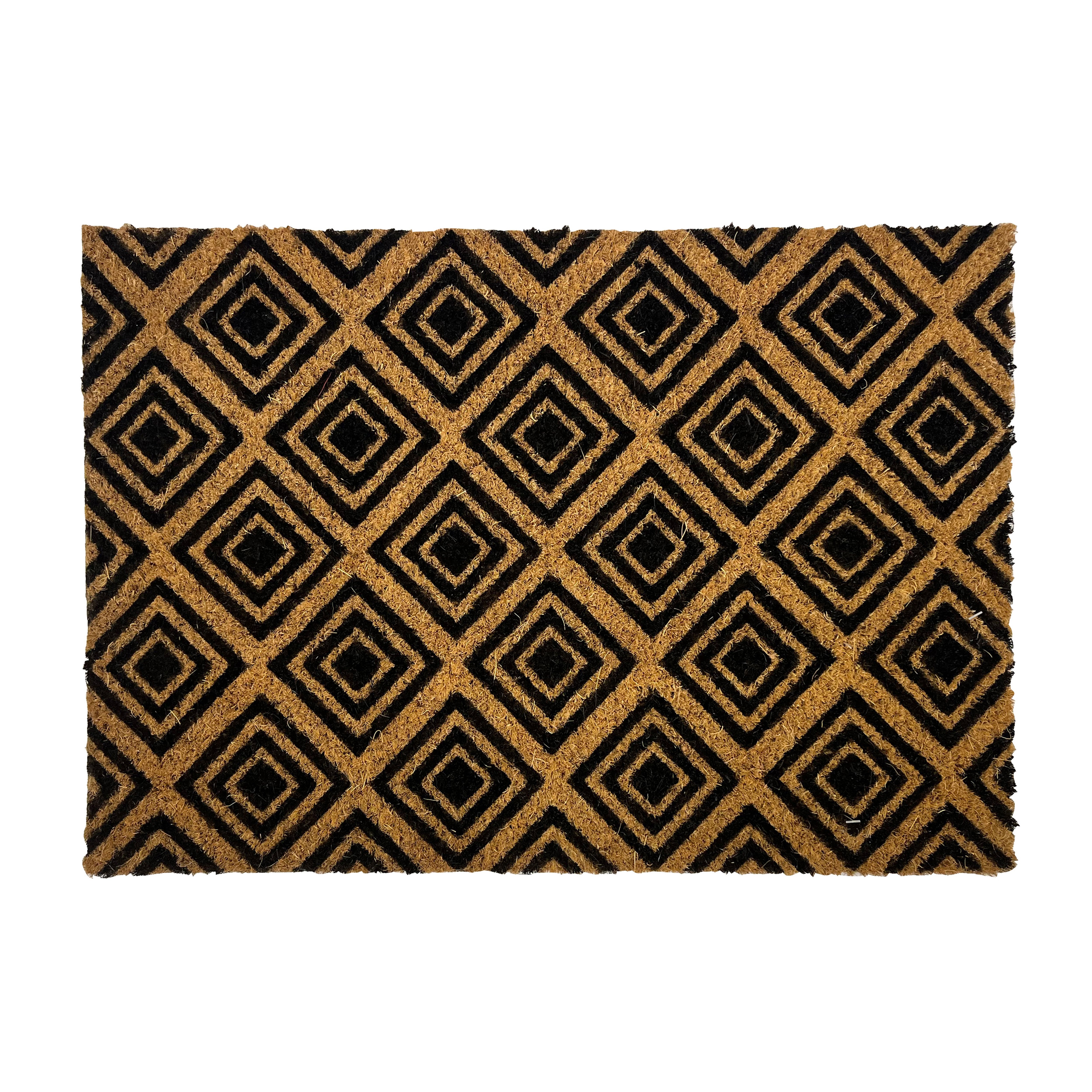Natural & Black Diamond Rectangular Door mat, 57cm x 40cm