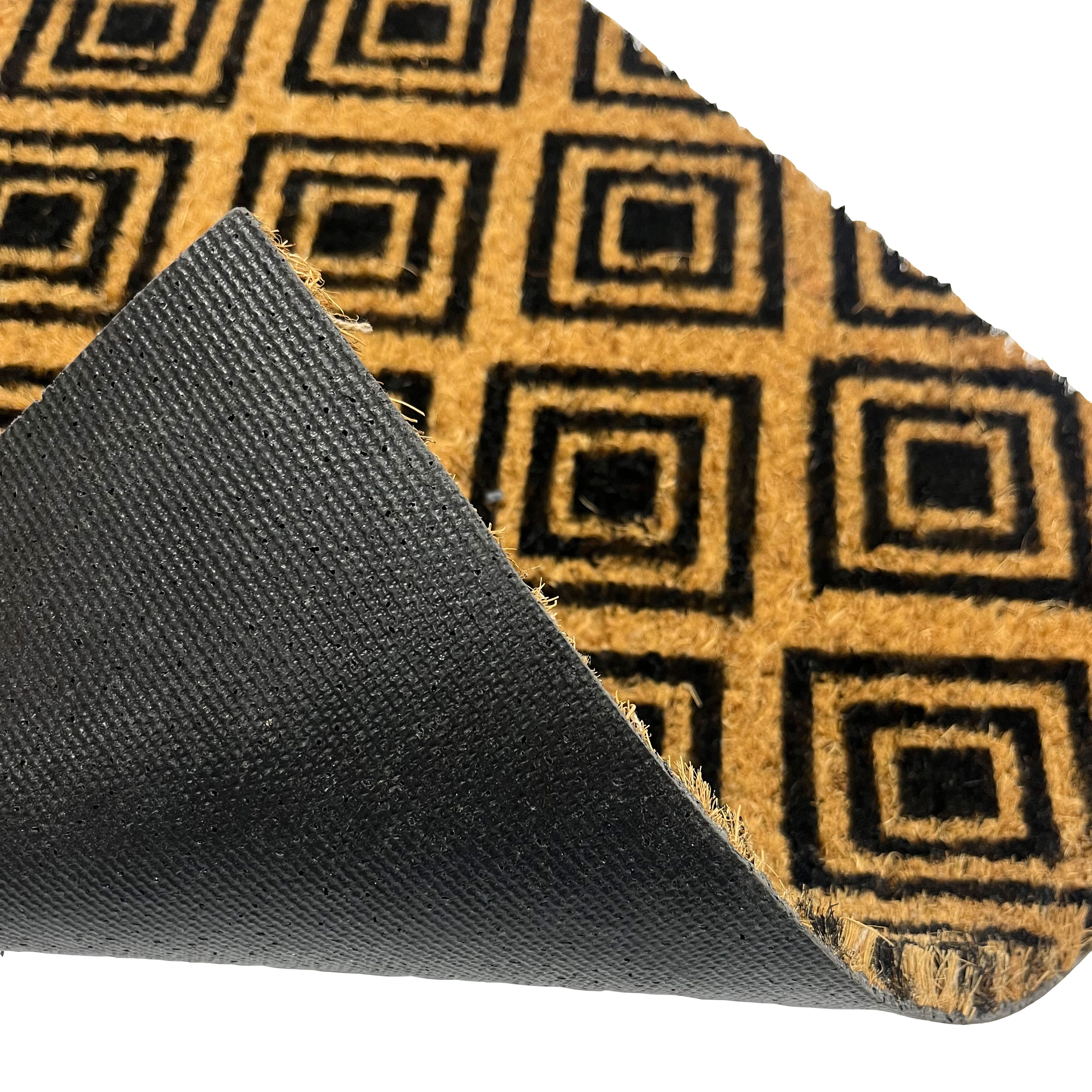 Natural & Black Diamond Rectangular Door mat, 57cm x 40cm
