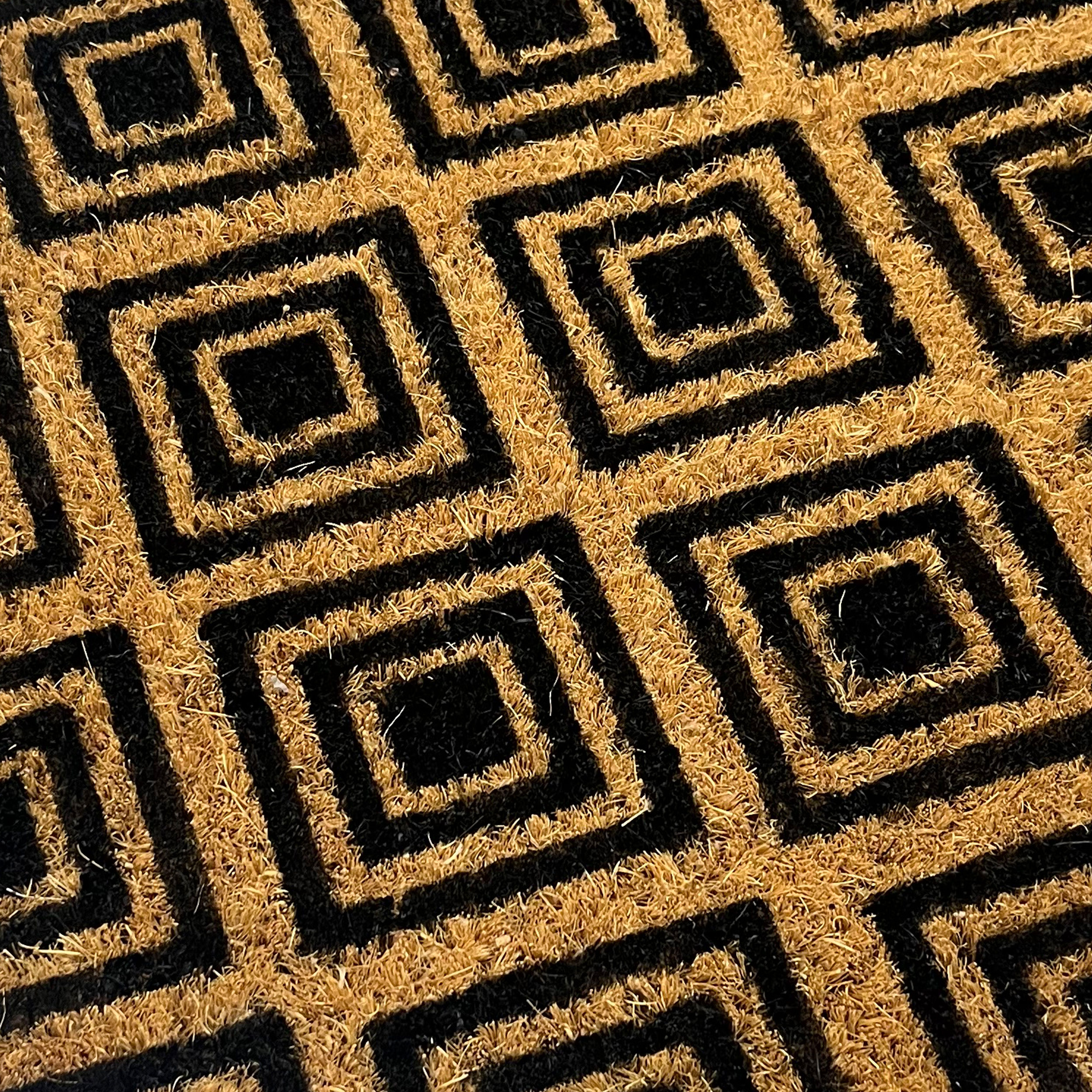 Natural & Black Diamond Rectangular Door mat, 57cm x 40cm