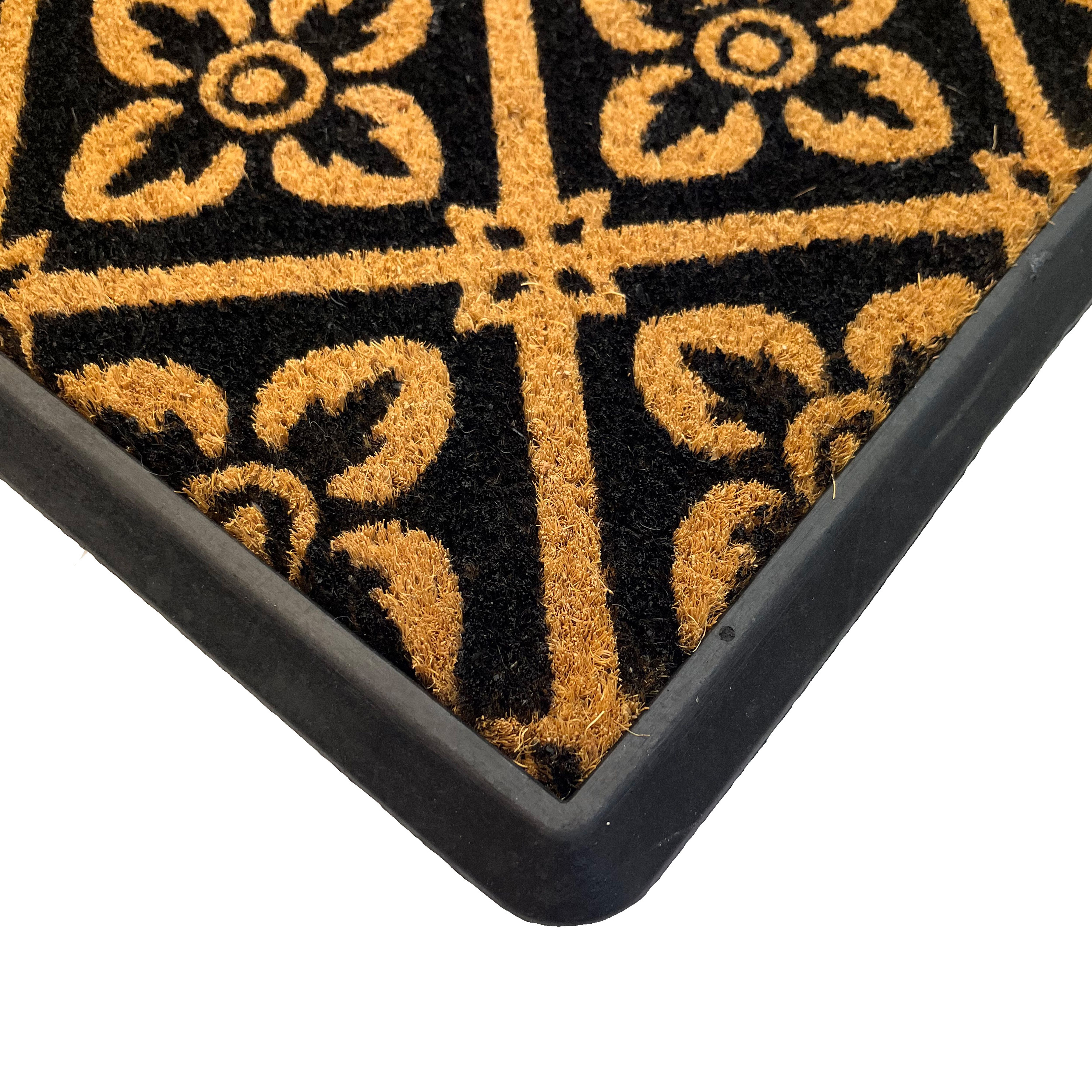 Natural & Black Geometric Door mat, 60cm x 40cm
