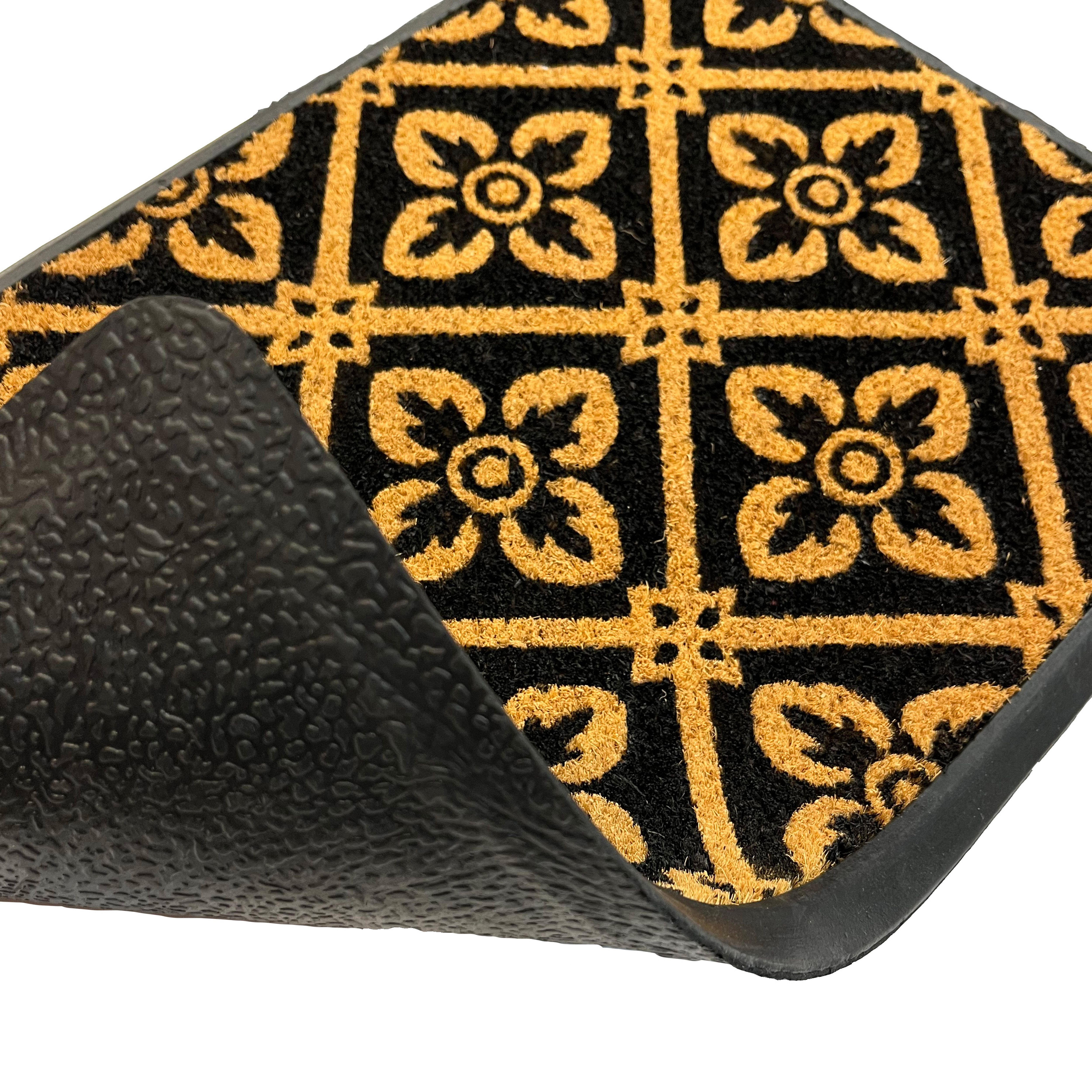 Natural & Black Geometric Door mat, 60cm x 40cm