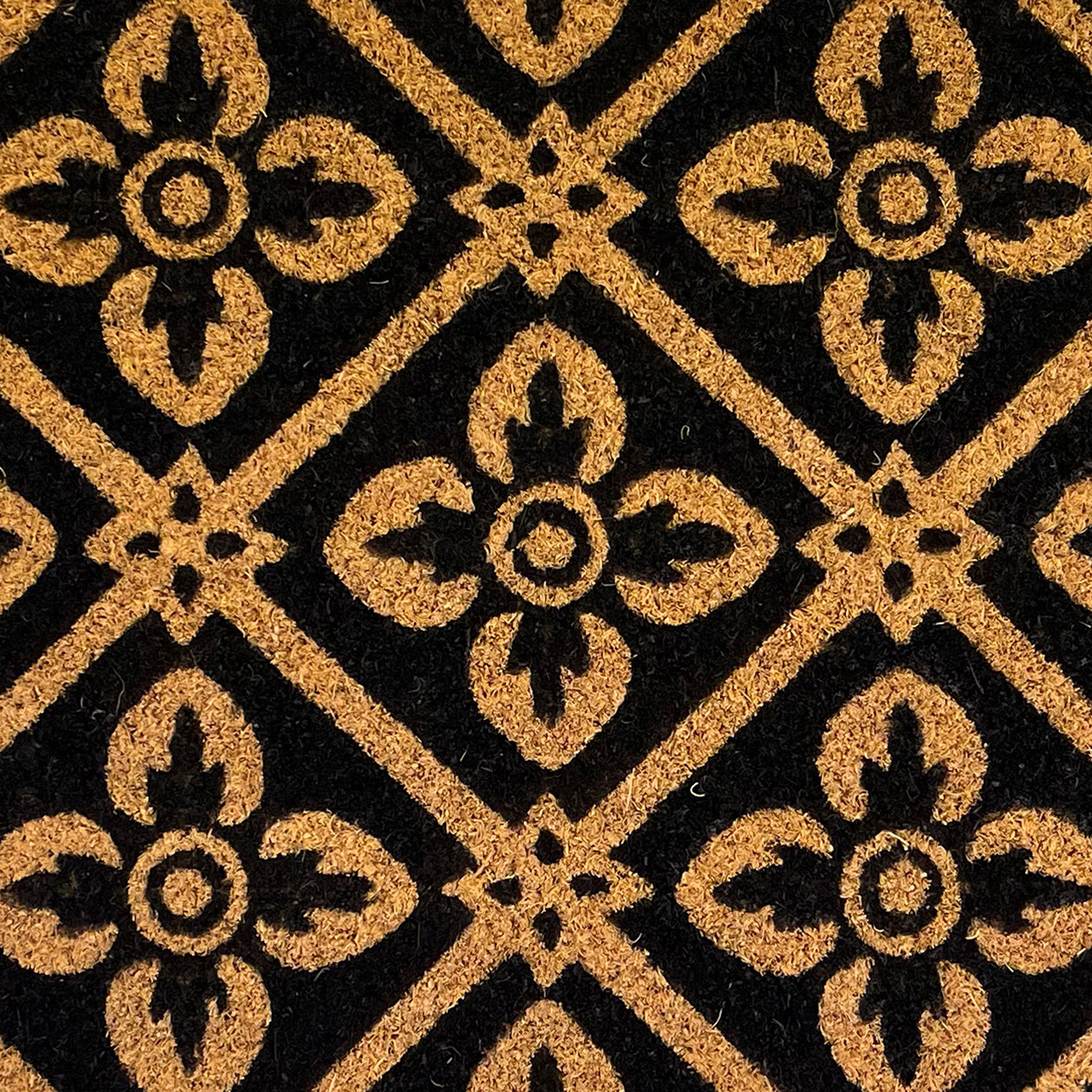 Natural & Black Geometric Door mat, 60cm x 40cm