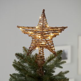 Natural Metal & rattan Star Battery-powered Tree topper