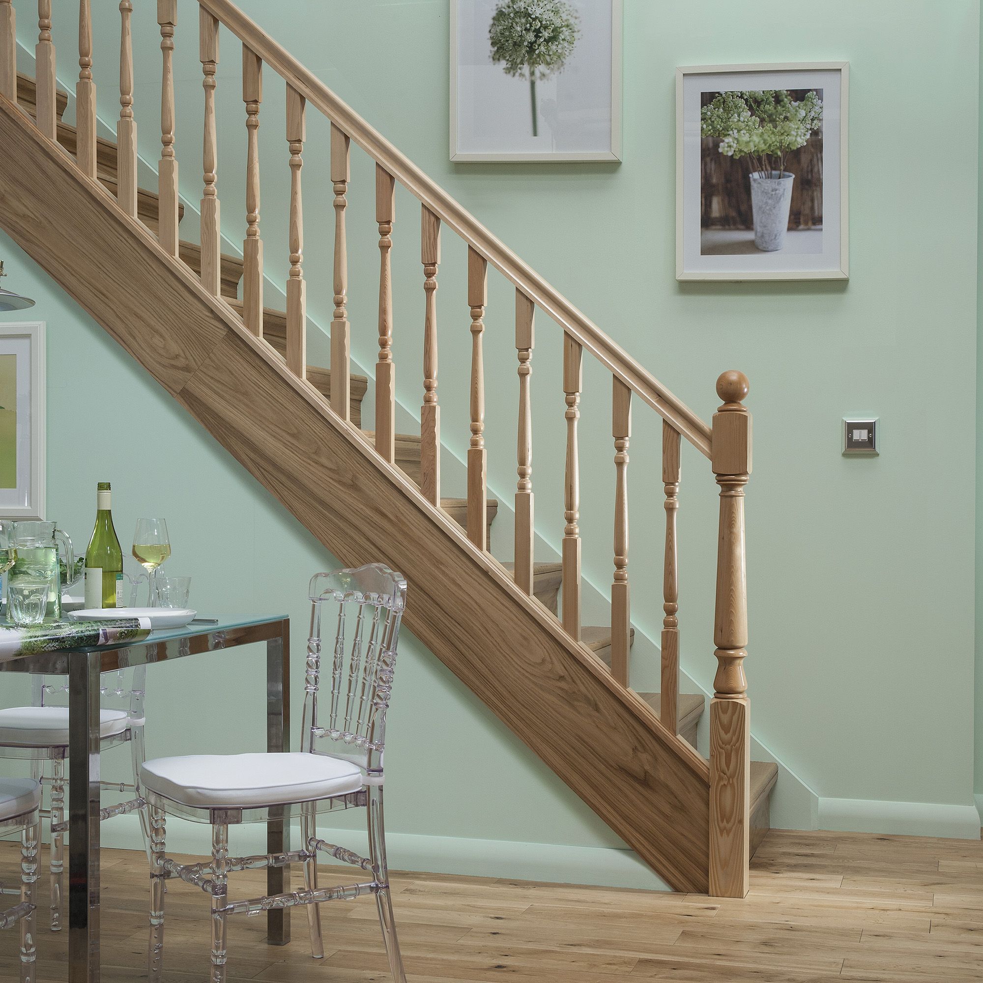 Natural Oak Square Newel base (H)700mm (W)90mm
