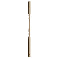 Natural Pine Colonial spindle (H)32mm (W)32mm, Pack of 20