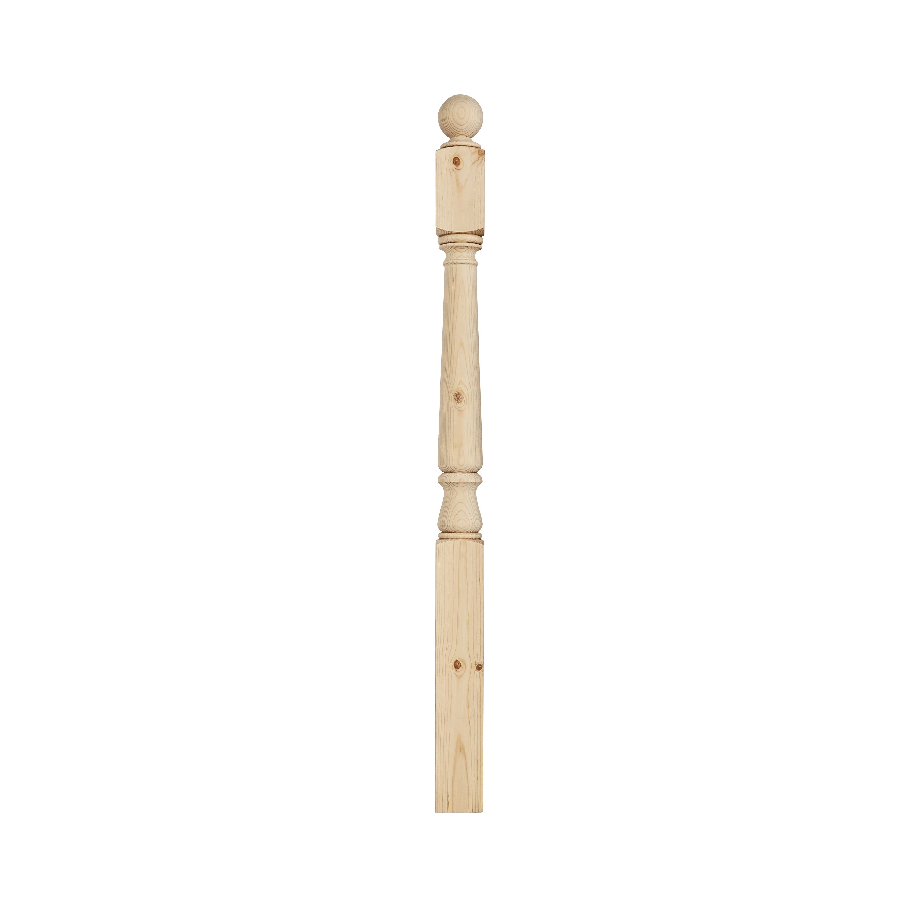 Natural Pine Turned complete newel post (H)1500mm (W)82mm