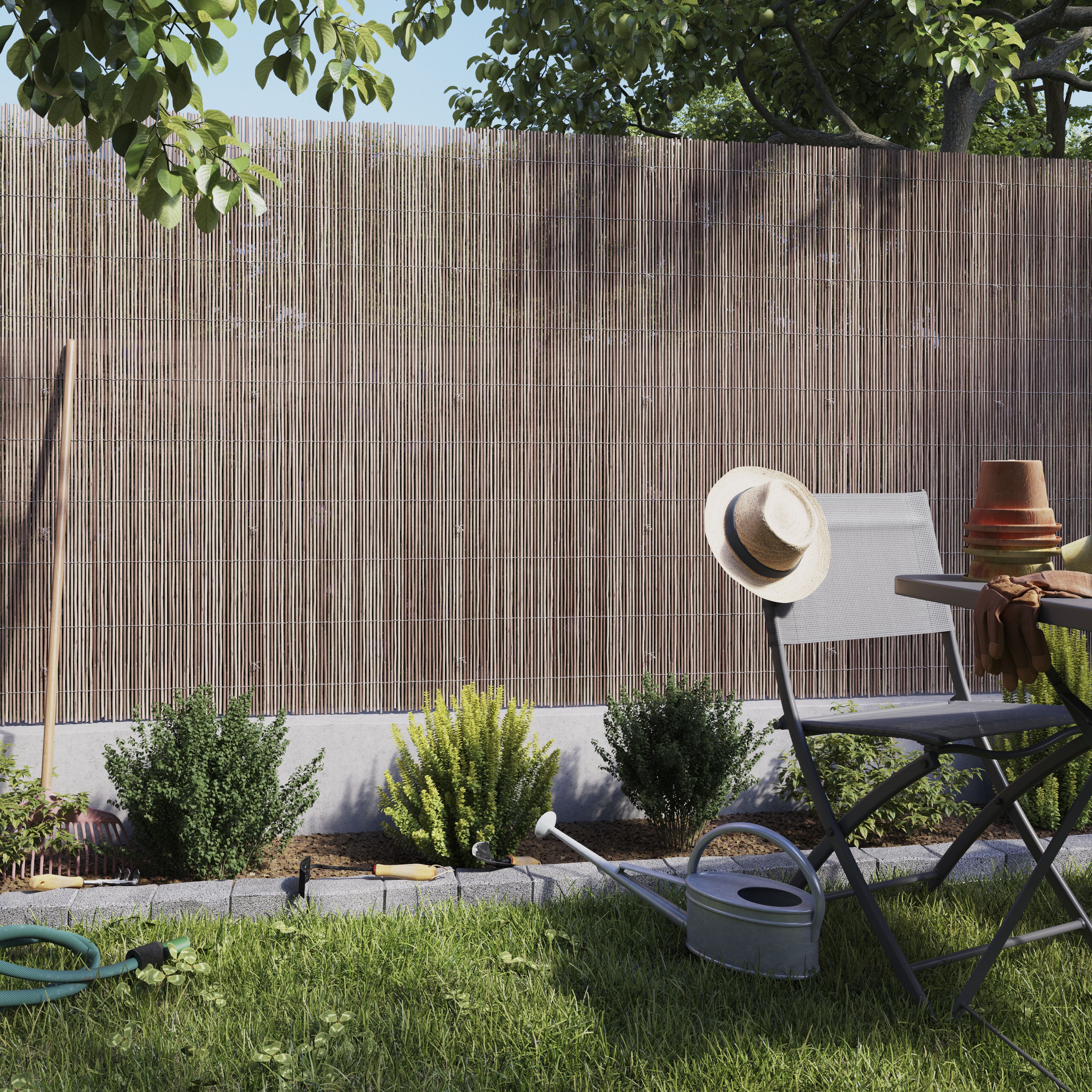 Natural Wicker Garden screen (H)1.5m (W)3m