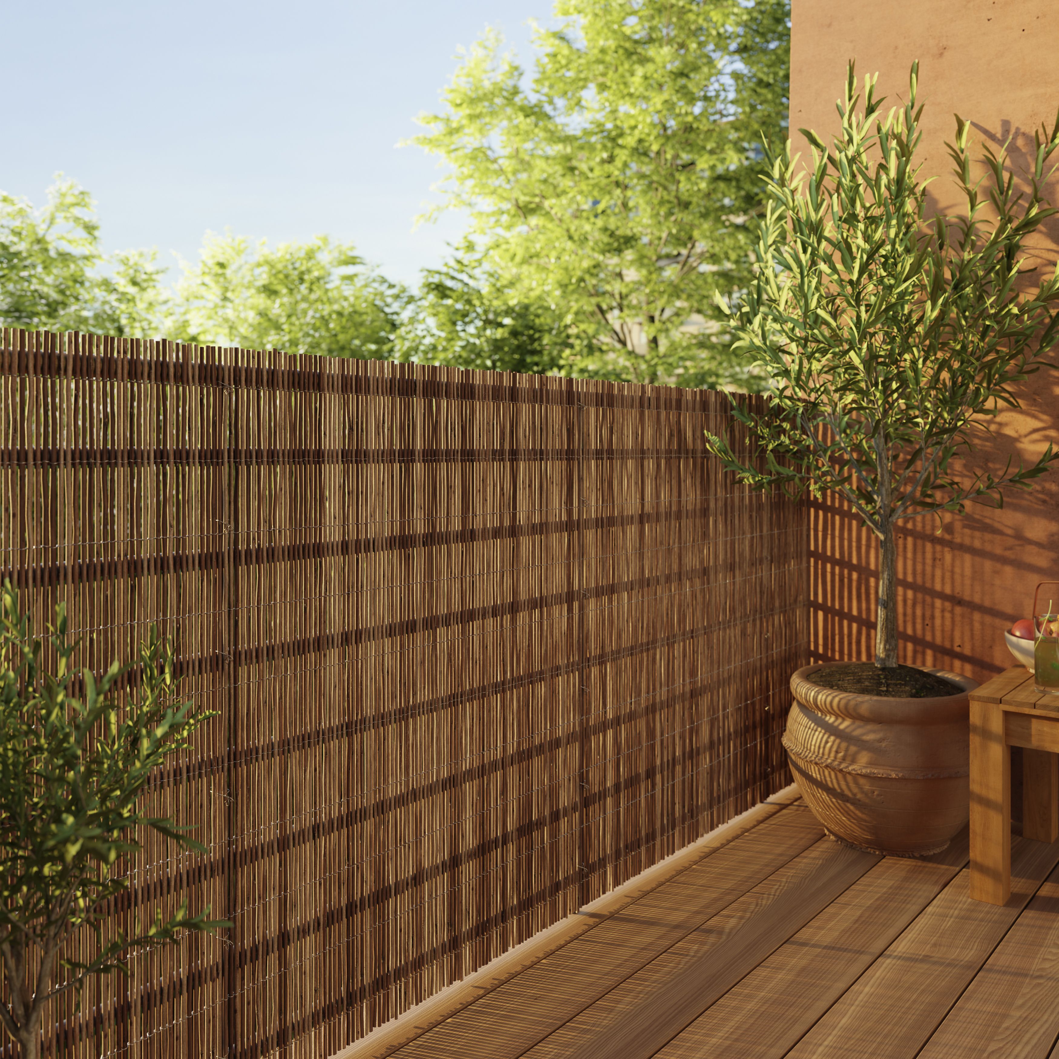 Natural Wicker Garden screen (H)1m (W)3m