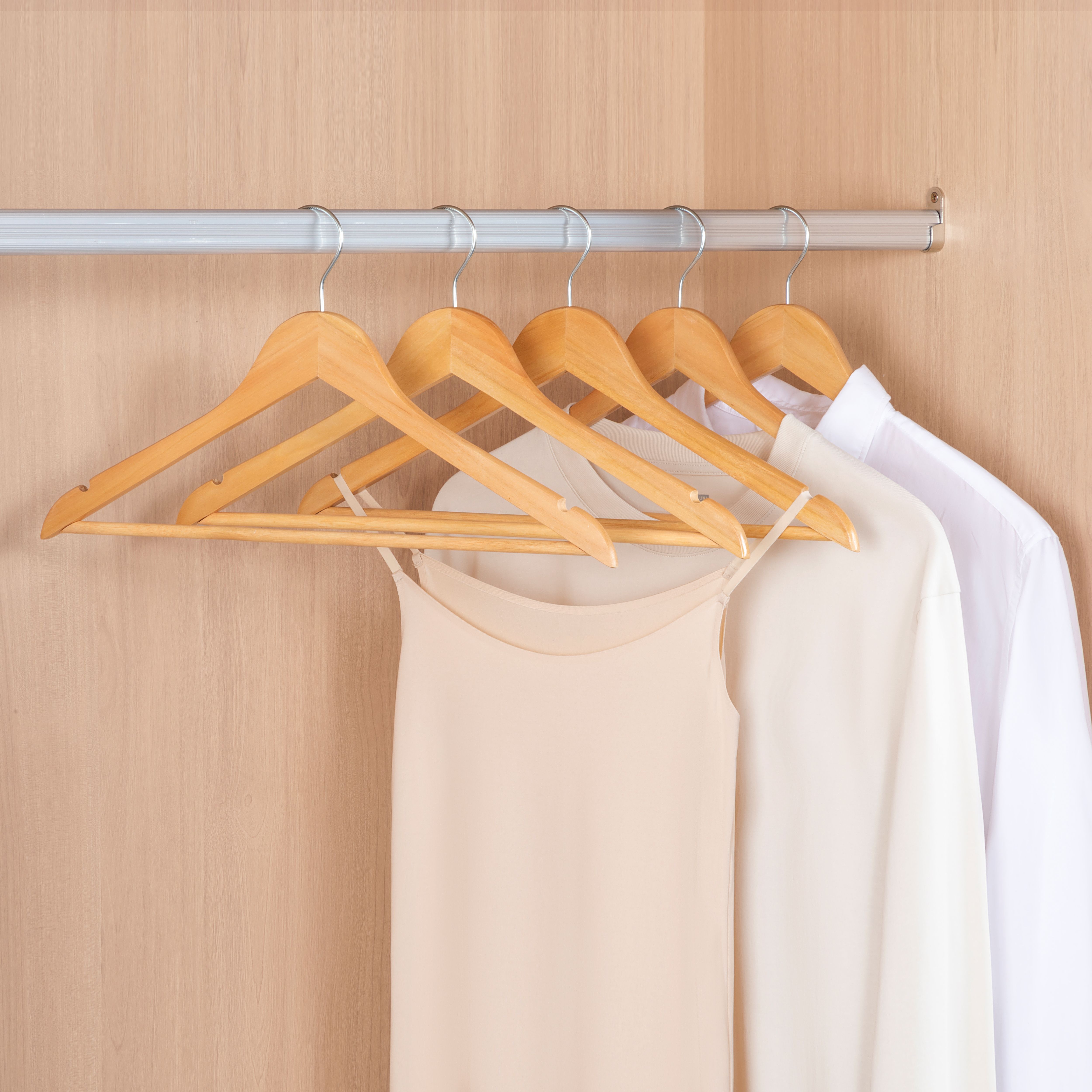 Natural Wooden Clothes hangers, Pack of 5