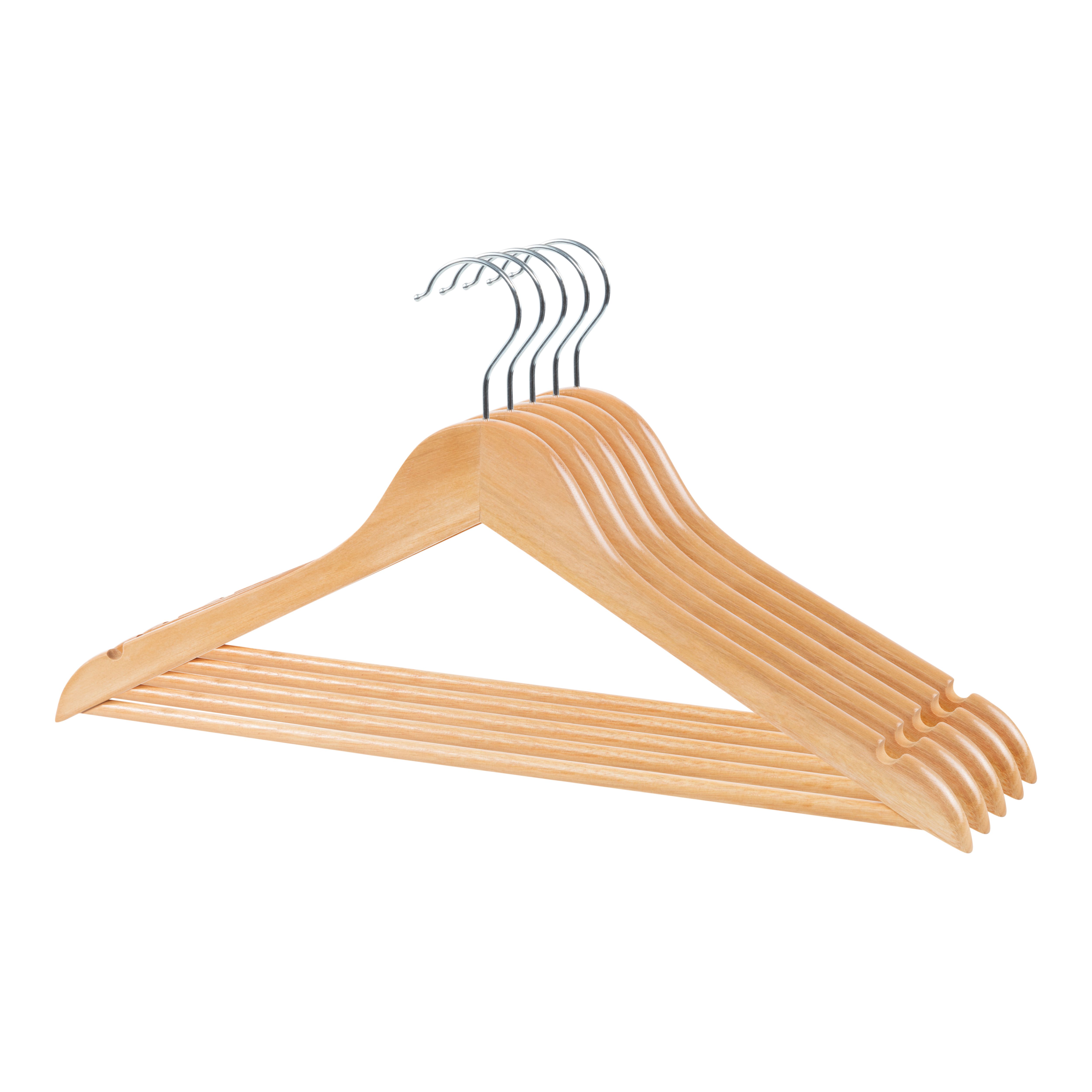 Natural Wooden Clothes hangers, Pack of 5
