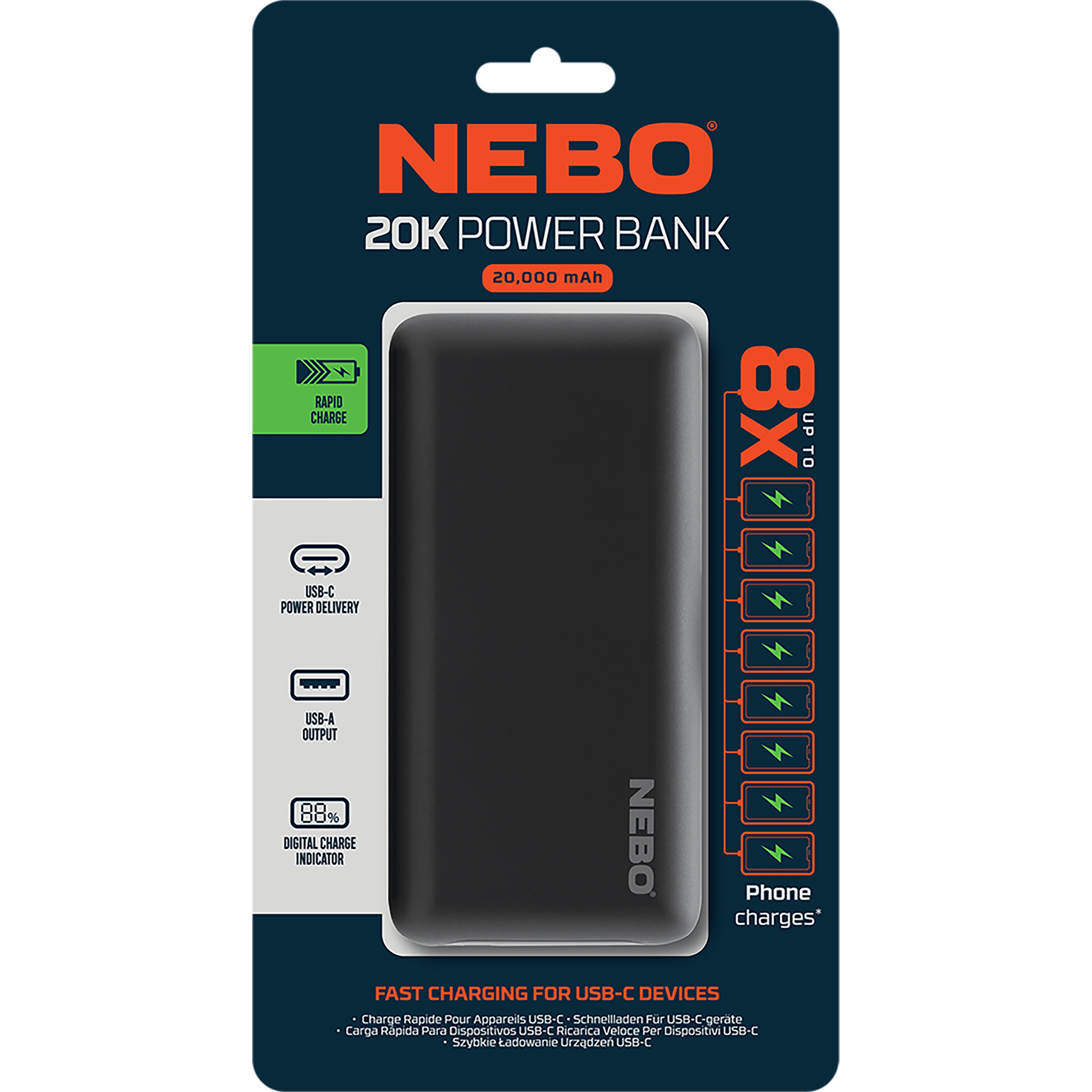 Nebo Black Portable Power bank 20000mAh