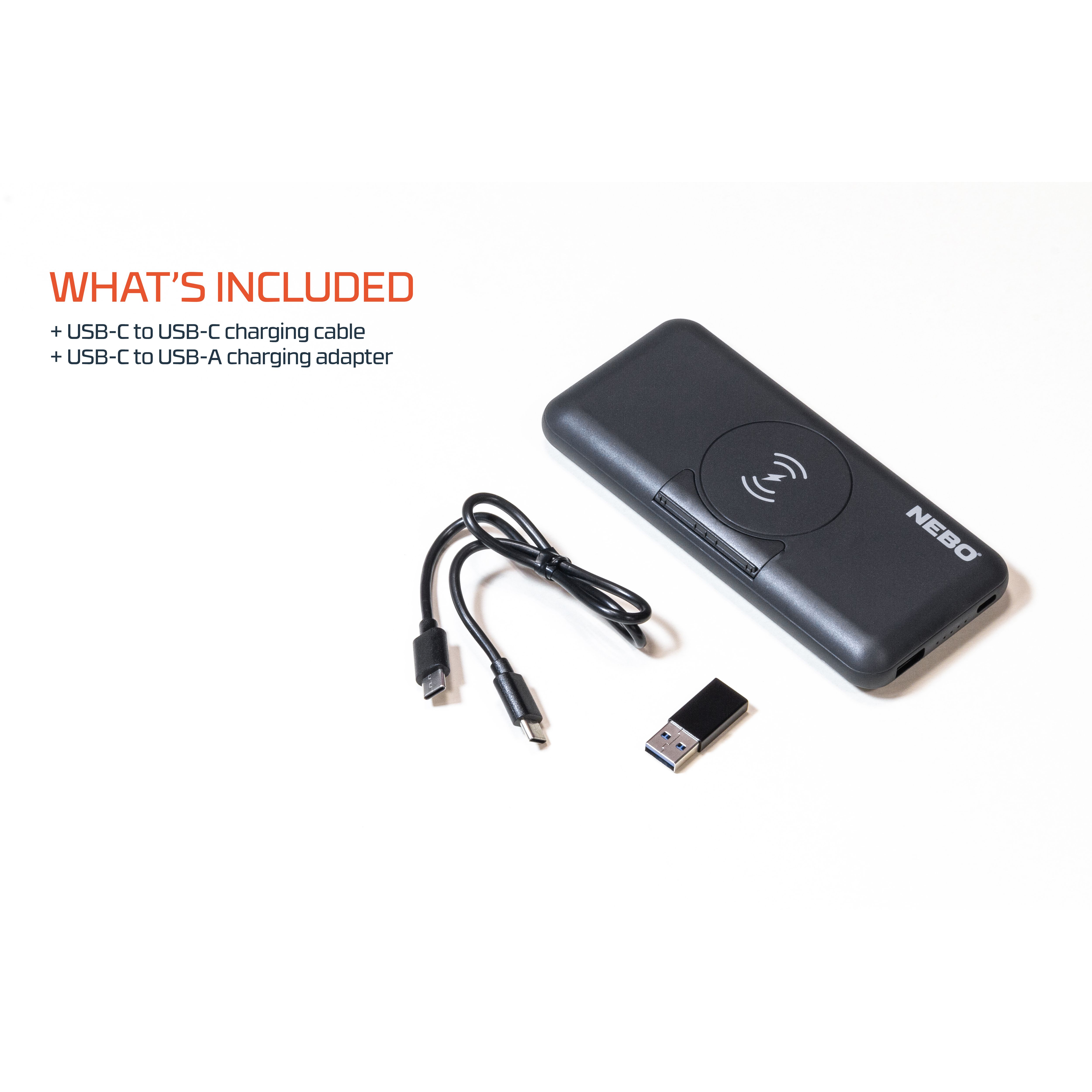 Nebo Black Portable Wireless Power bank 10000mAh