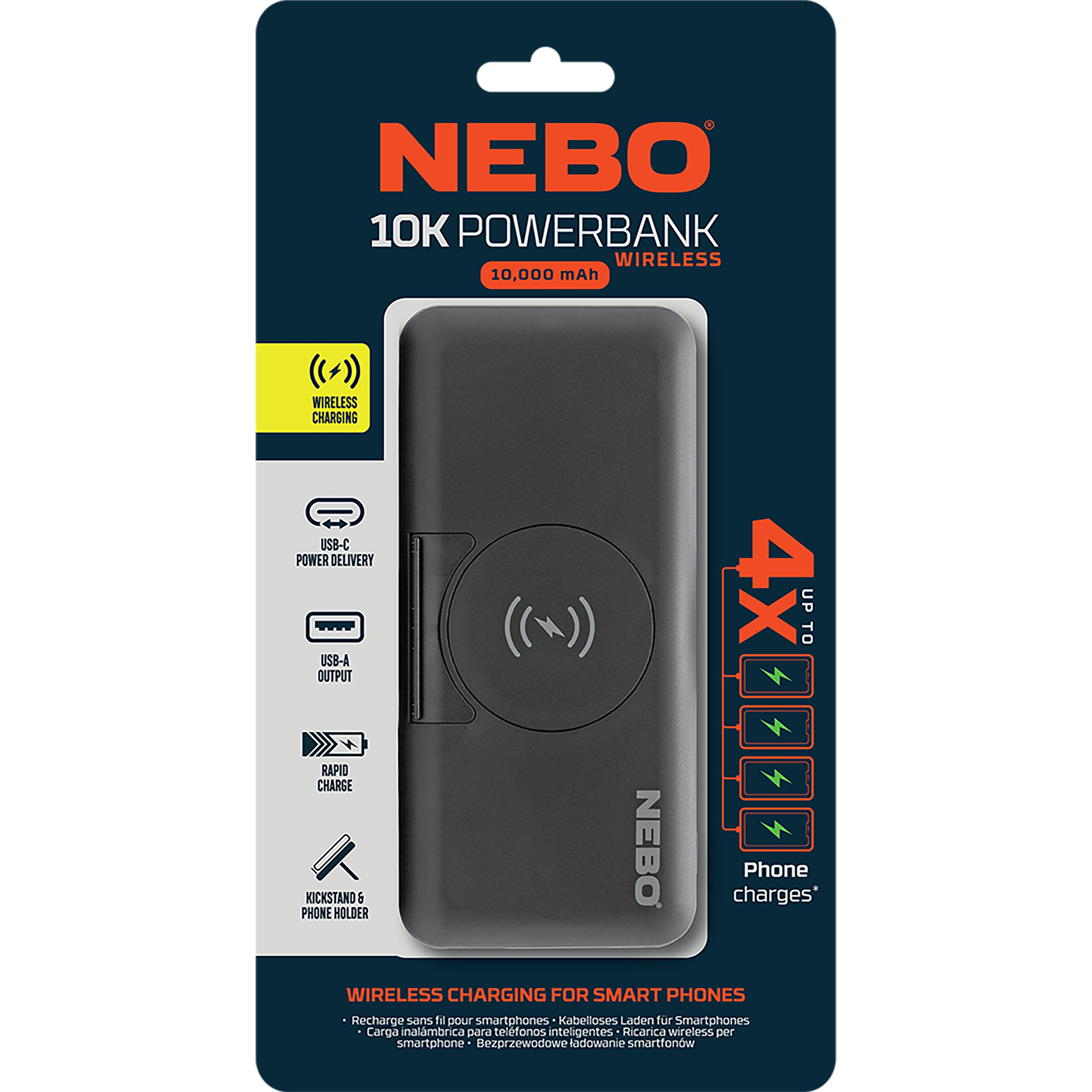 Nebo Black Portable Wireless Power bank 10000mAh