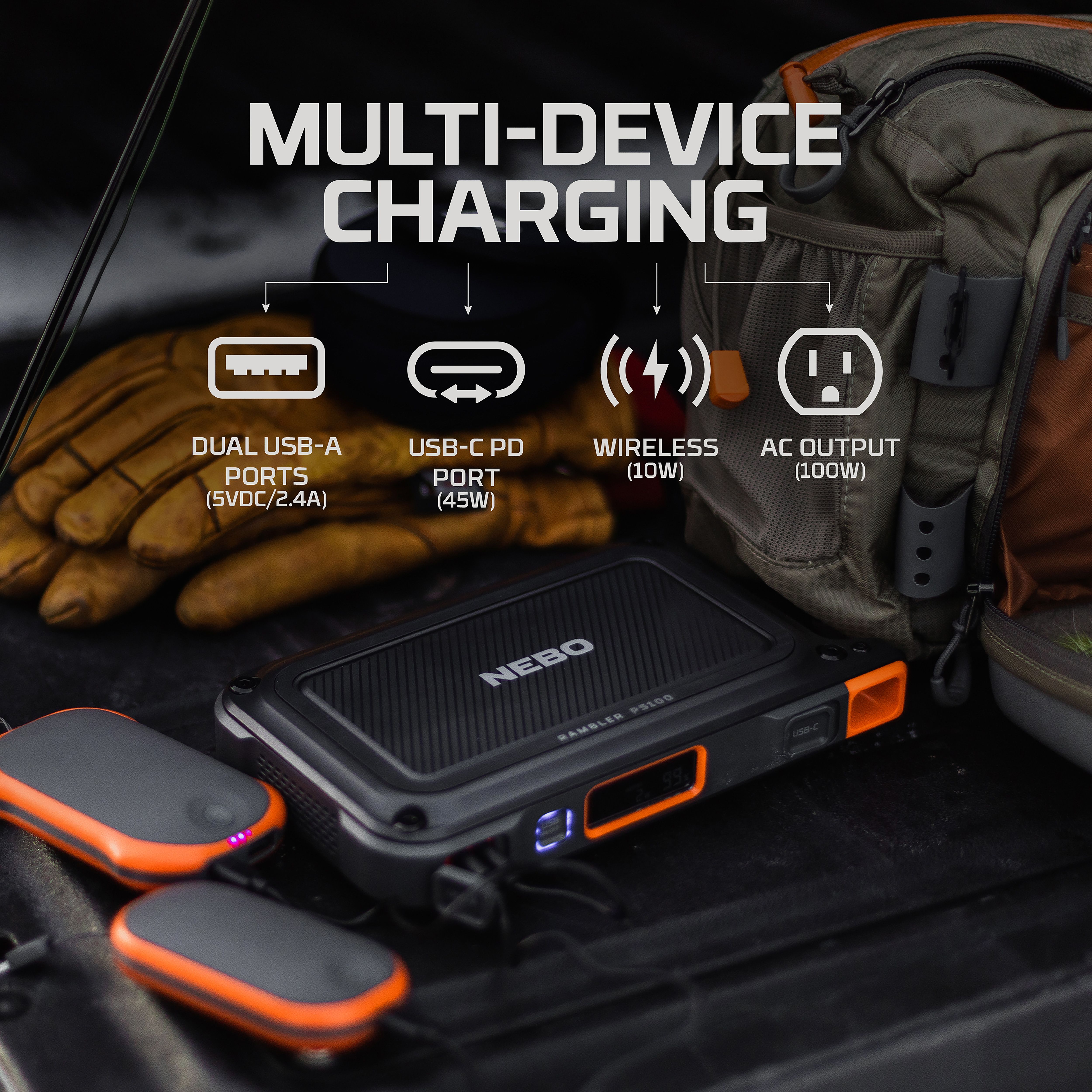 Nebo Rambler 100 Grey Portable Power bank 26000mAh