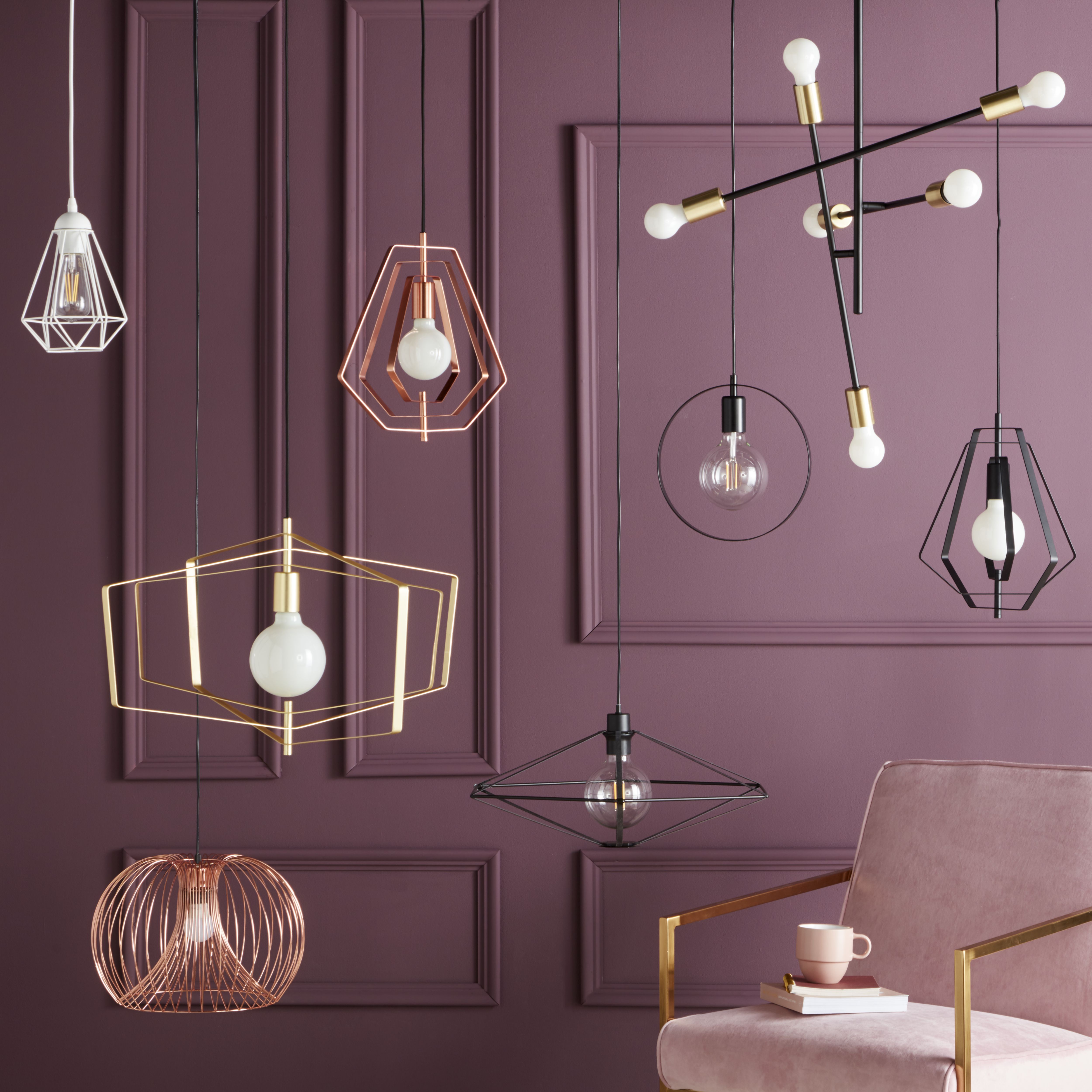 Nedoki Copper effect Pendant ceiling light, (Dia)350mm