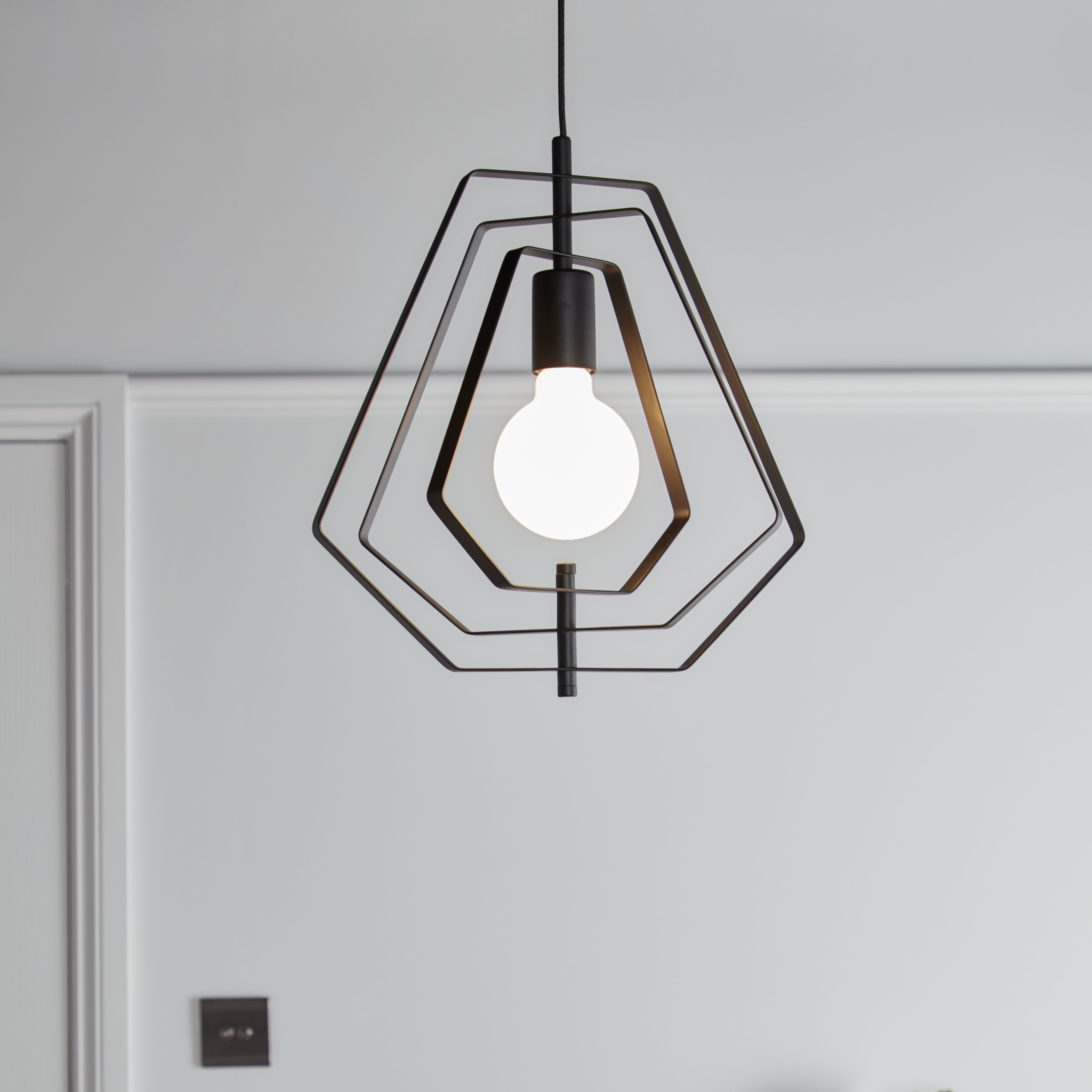 Nedoki Matt Black Pendant ceiling light, (Dia)350mm