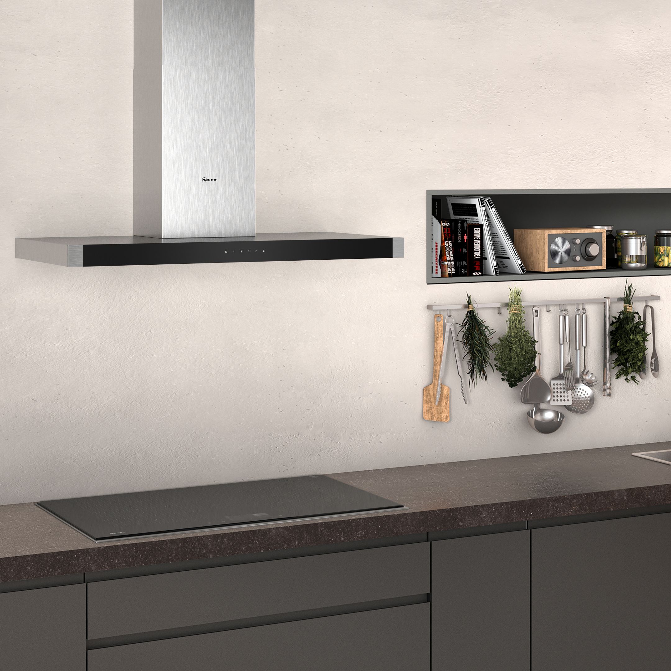 Neff D94BHM1N0B Stainless steel Chimney Cooker hood, (W)90cm