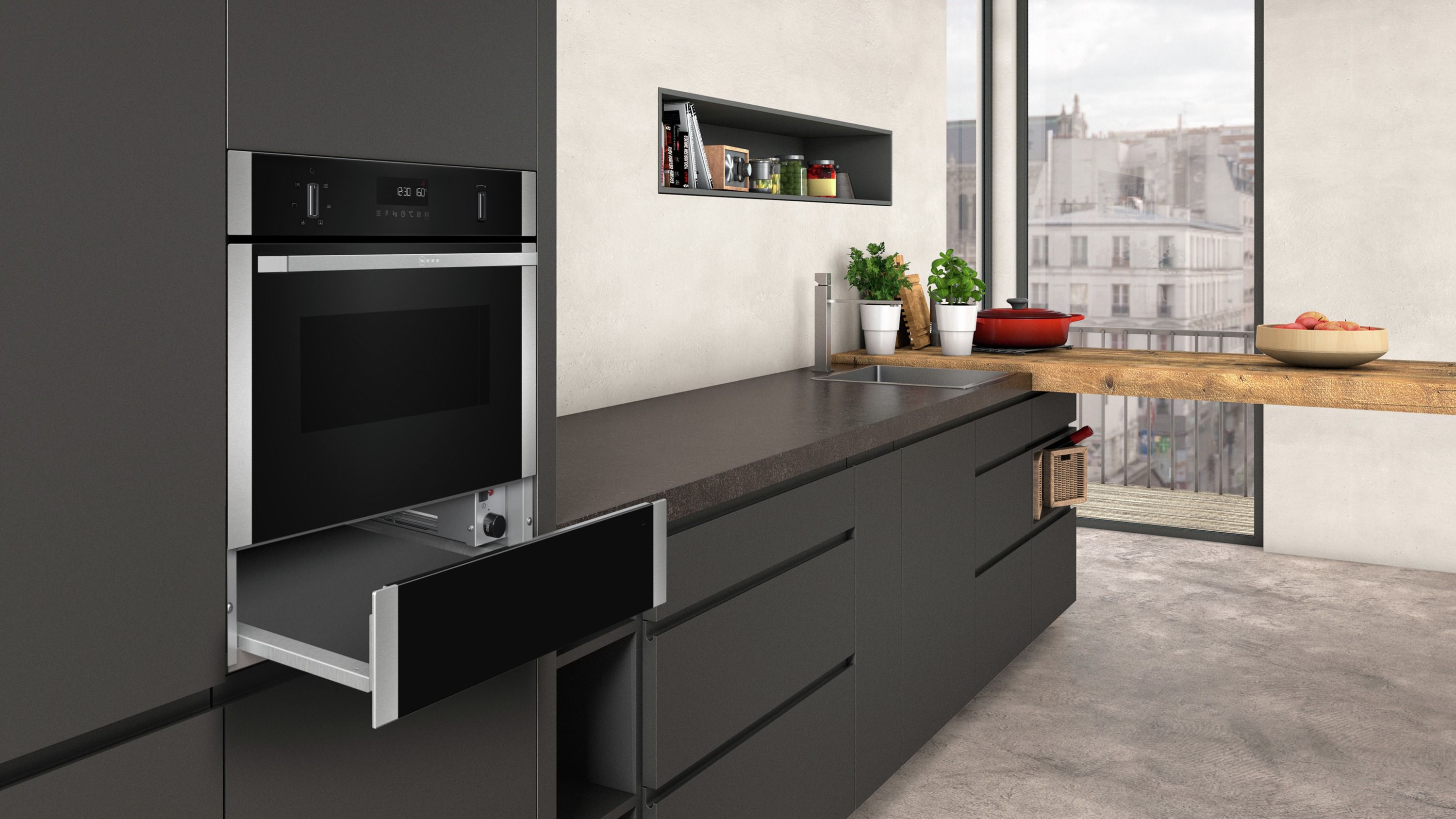 Neff N1AHA01N0B Black Stainless steel Warming drawer