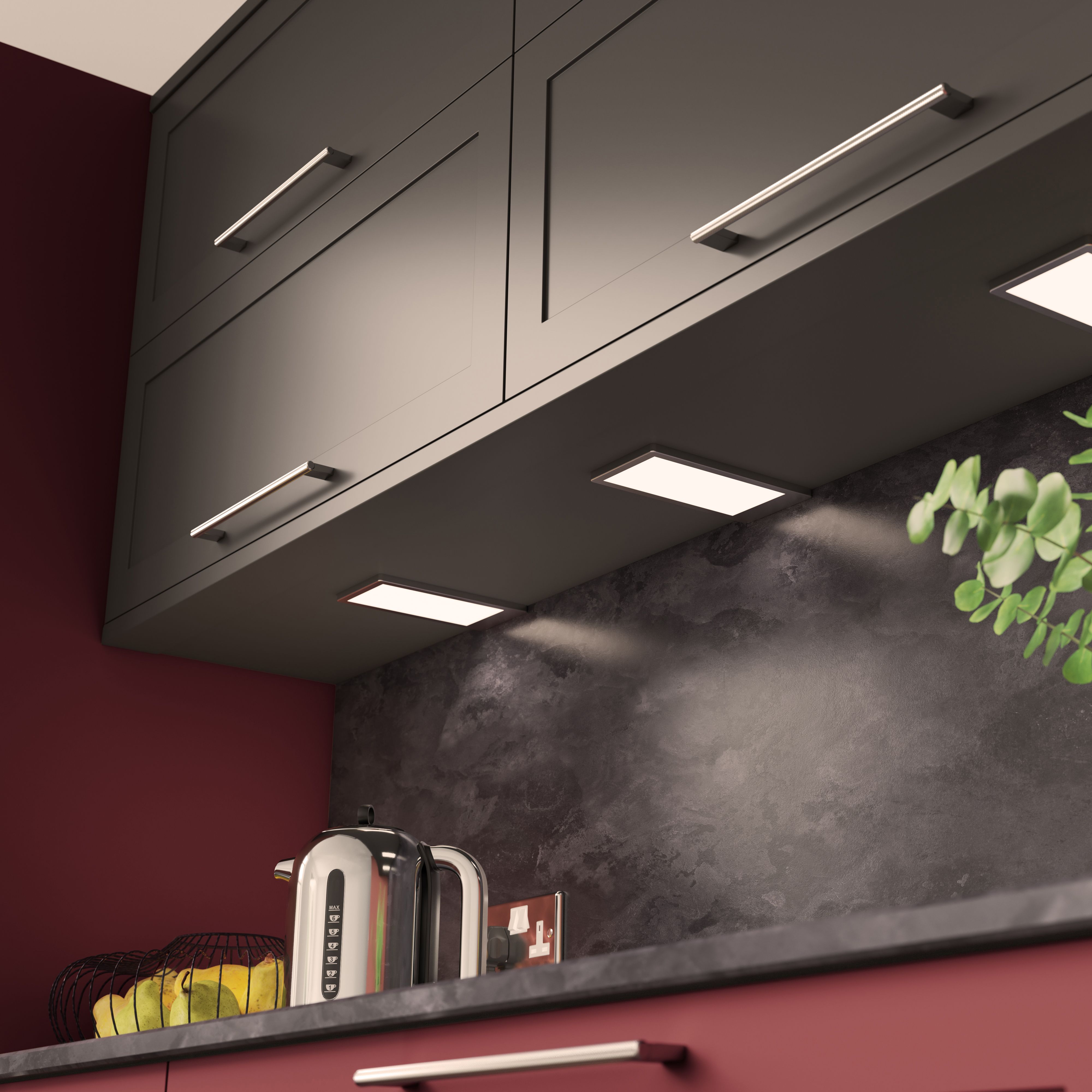 Neo Pro Stainless steel effect Mains-powered LED Variable white Under cabinet light IP20 (L)200mm (W)100mm, Pack of 3
