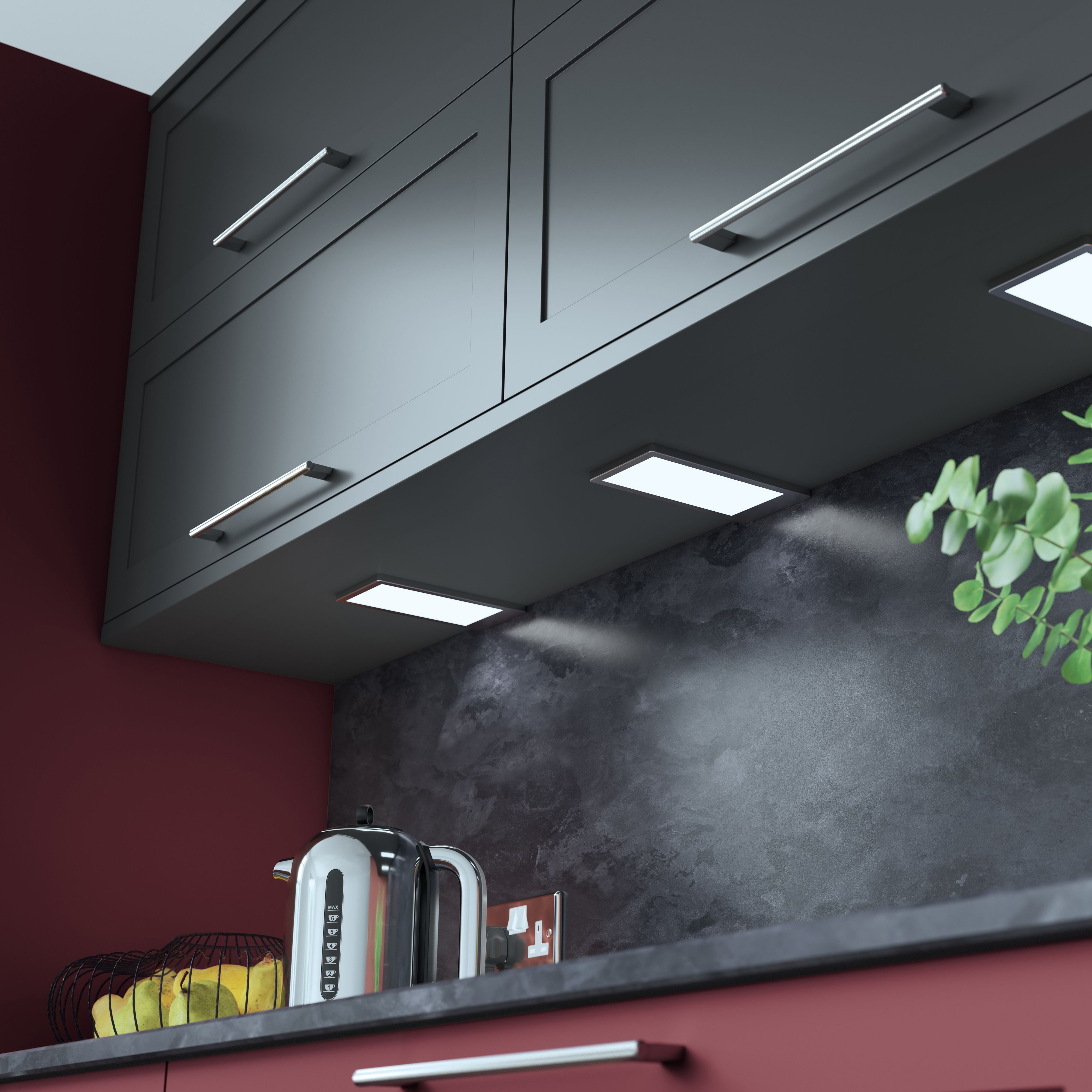 Neo Pro Stainless steel effect Mains-powered LED Variable white Under cabinet light IP20 (L)200mm (W)100mm, Pack of 3
