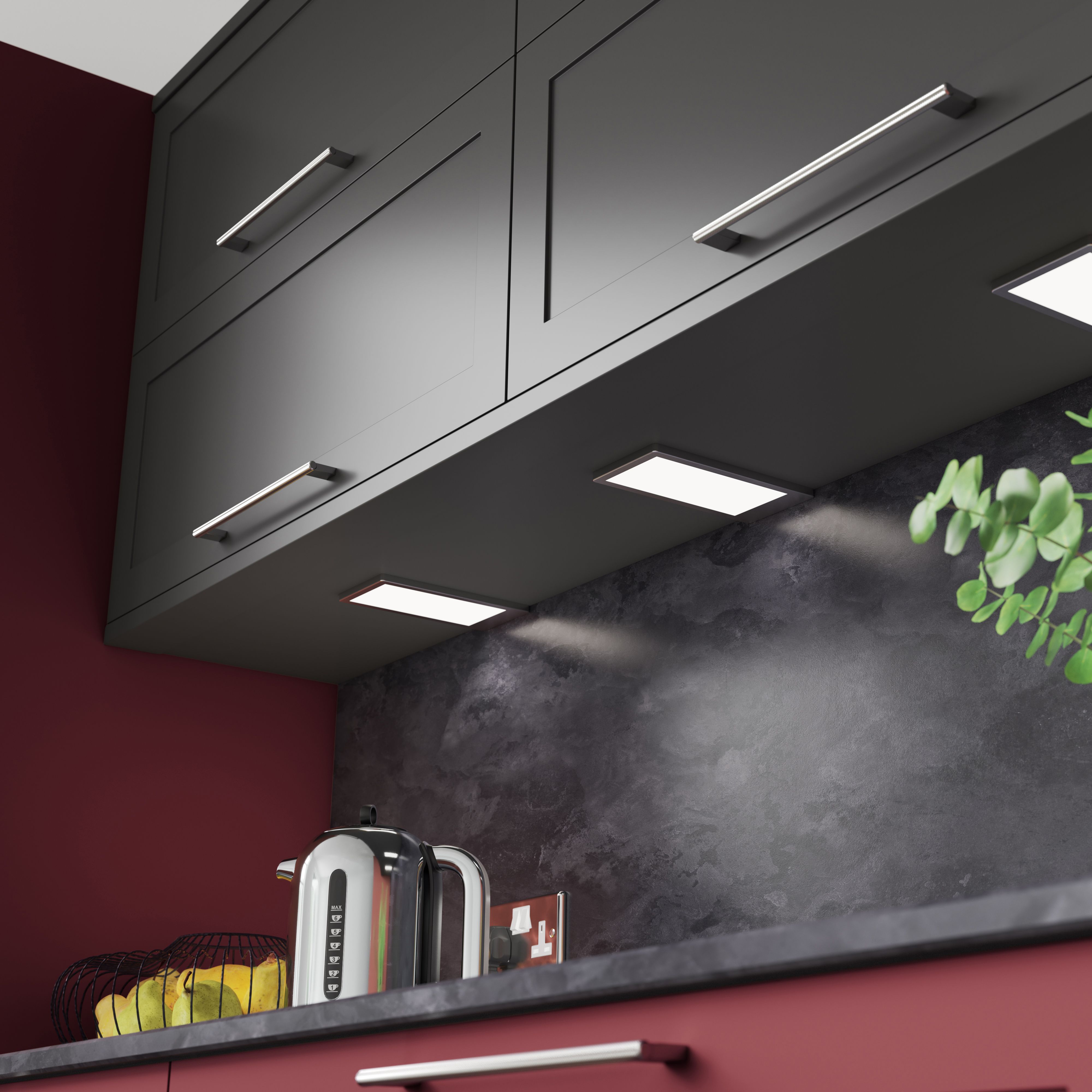 Neo Pro Stainless steel effect Mains-powered LED Variable white Under cabinet light IP20 (L)200mm (W)100mm, Pack of 3