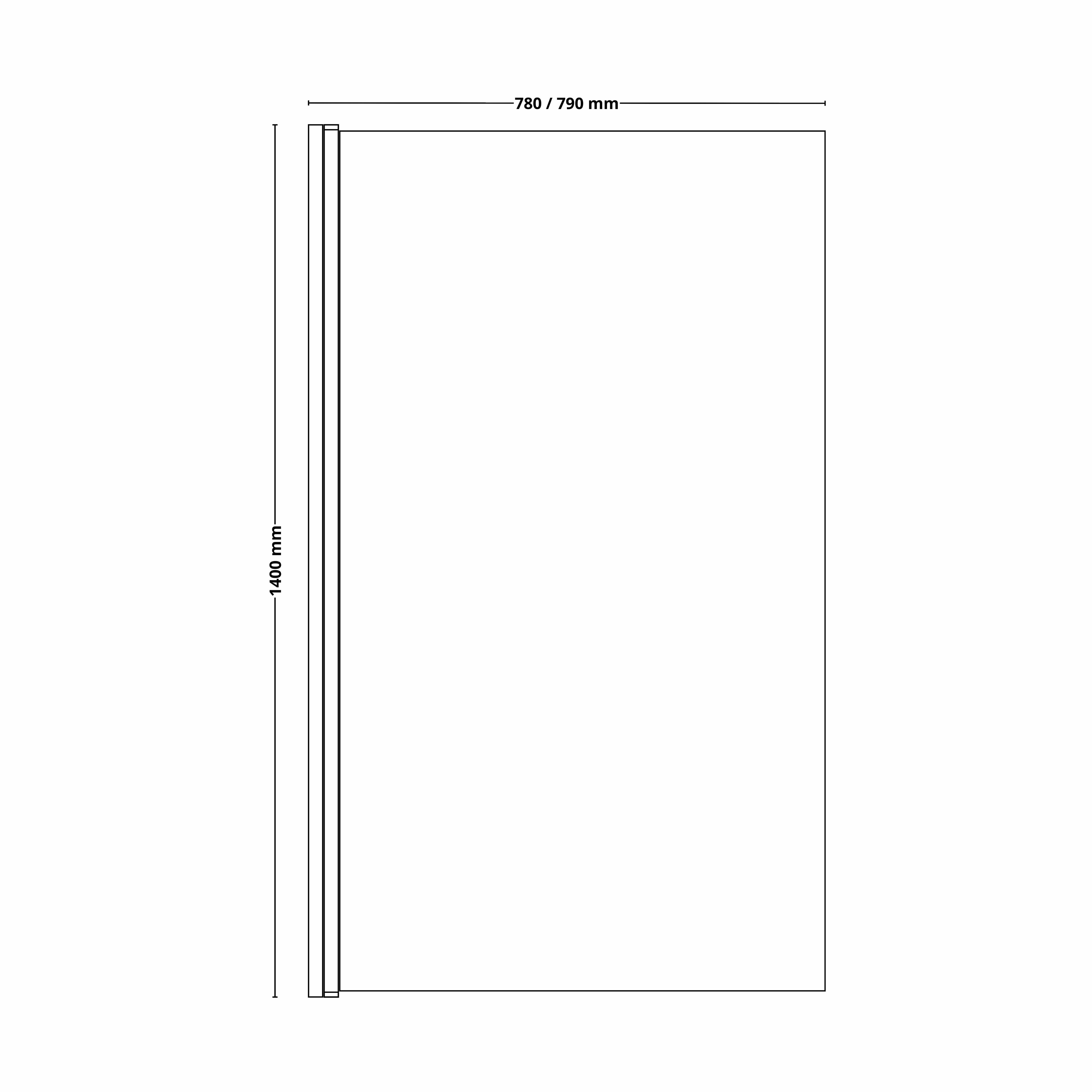 Neo Straight Clear glass Chrome effect frame Bath screen, (W) 780mm (H) 1400mm