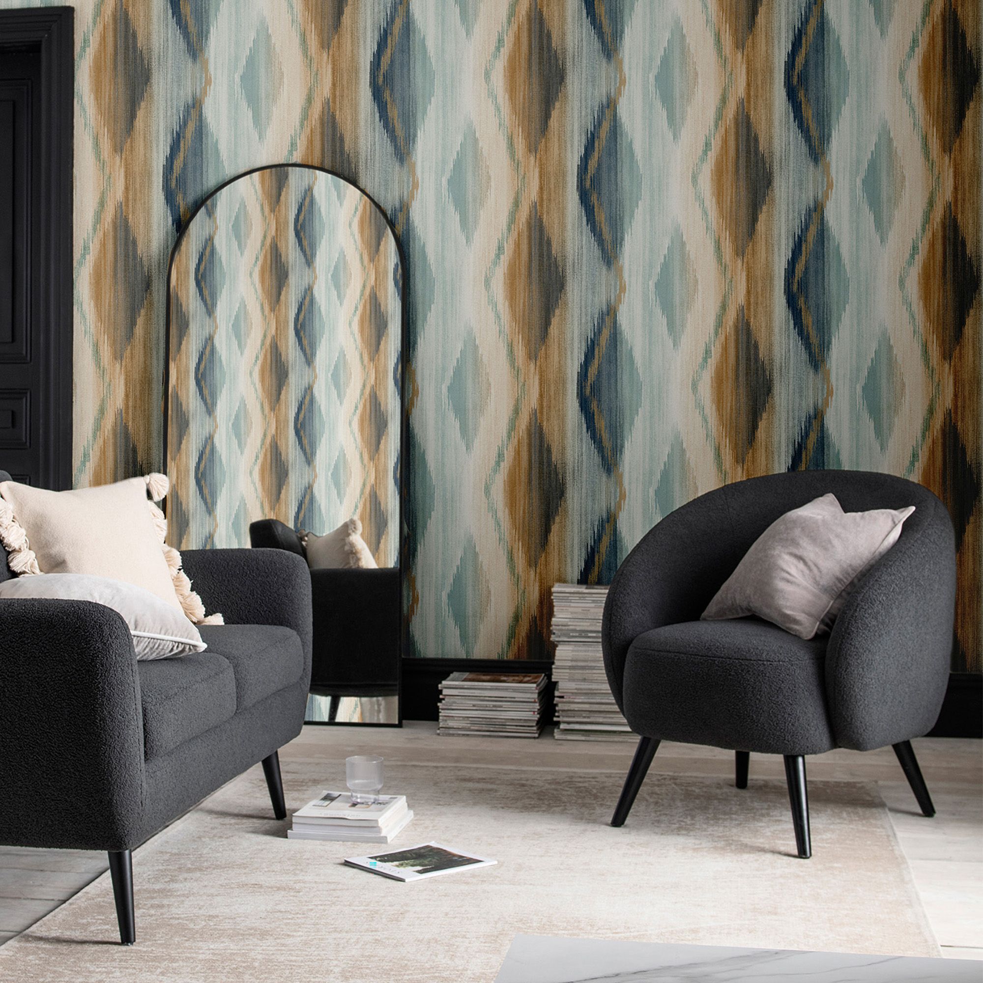 Next Abstract ikat Orange Smooth Wallpaper