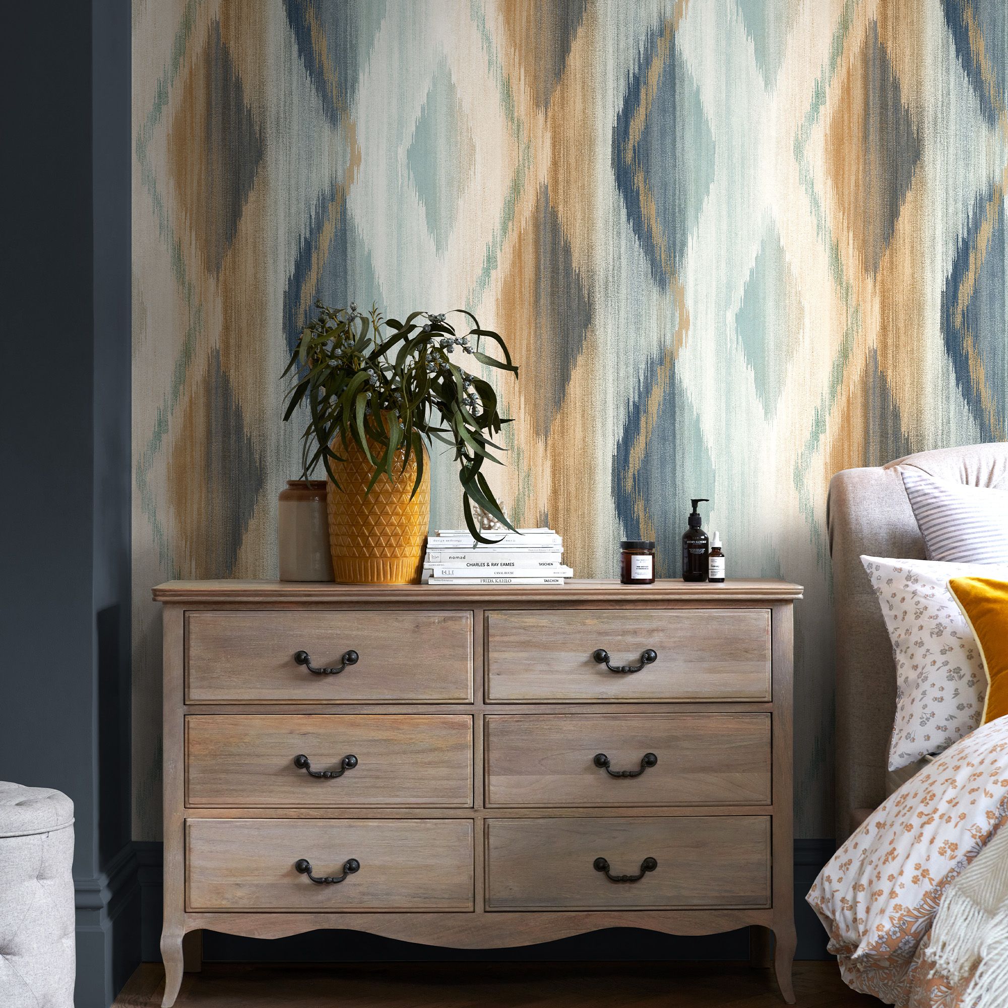 Next Abstract ikat Orange Smooth Wallpaper
