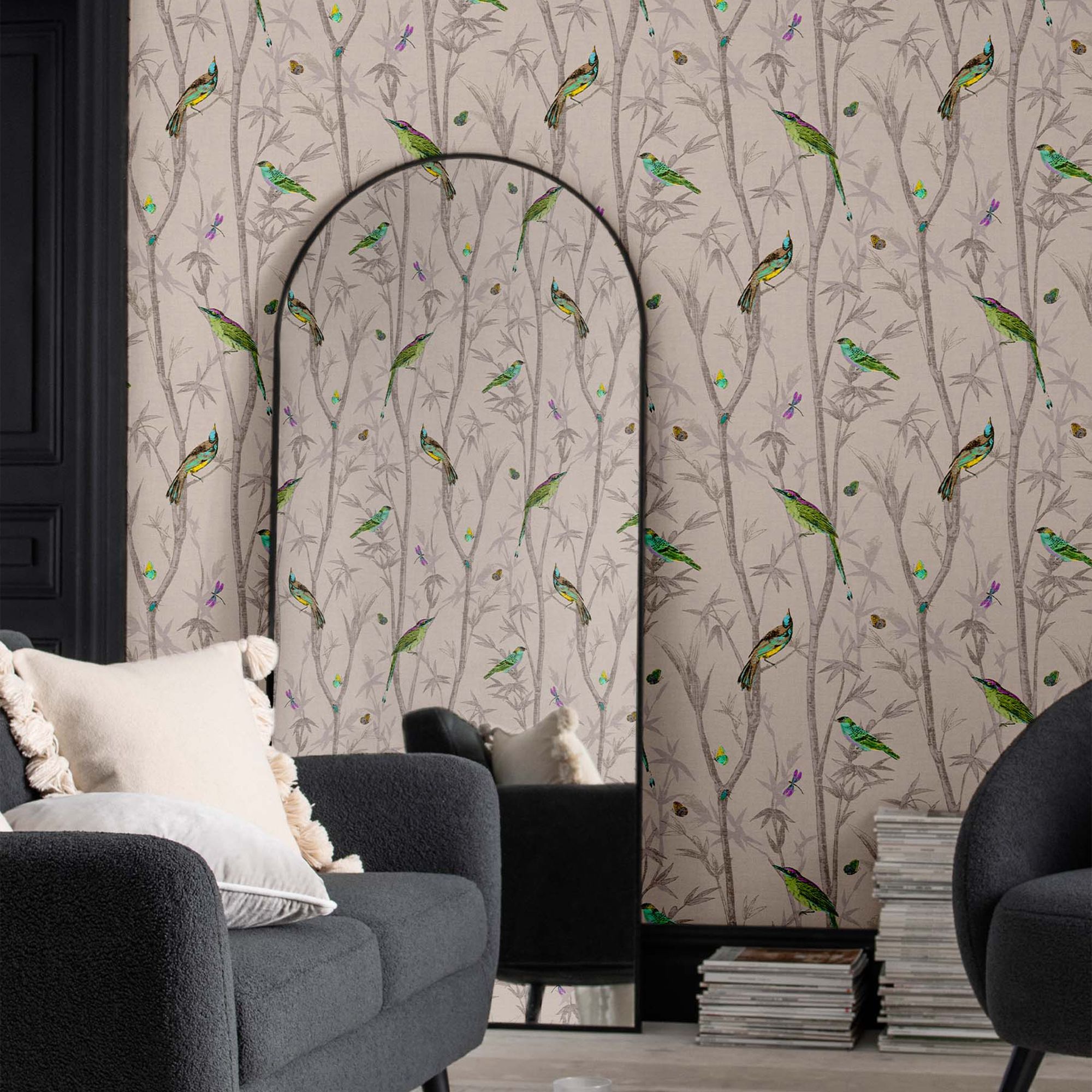 Next Chinoiserie bird trail Natural Smooth Wallpaper