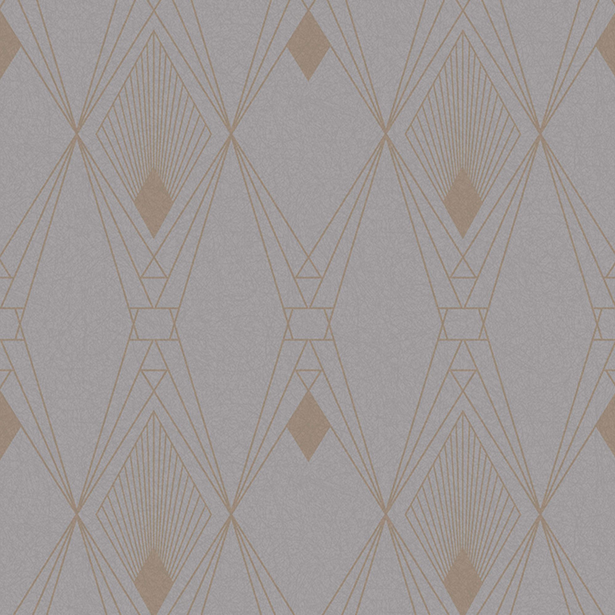 Next Deco geometric Grey Metallic effect Smooth Wallpaper Sample