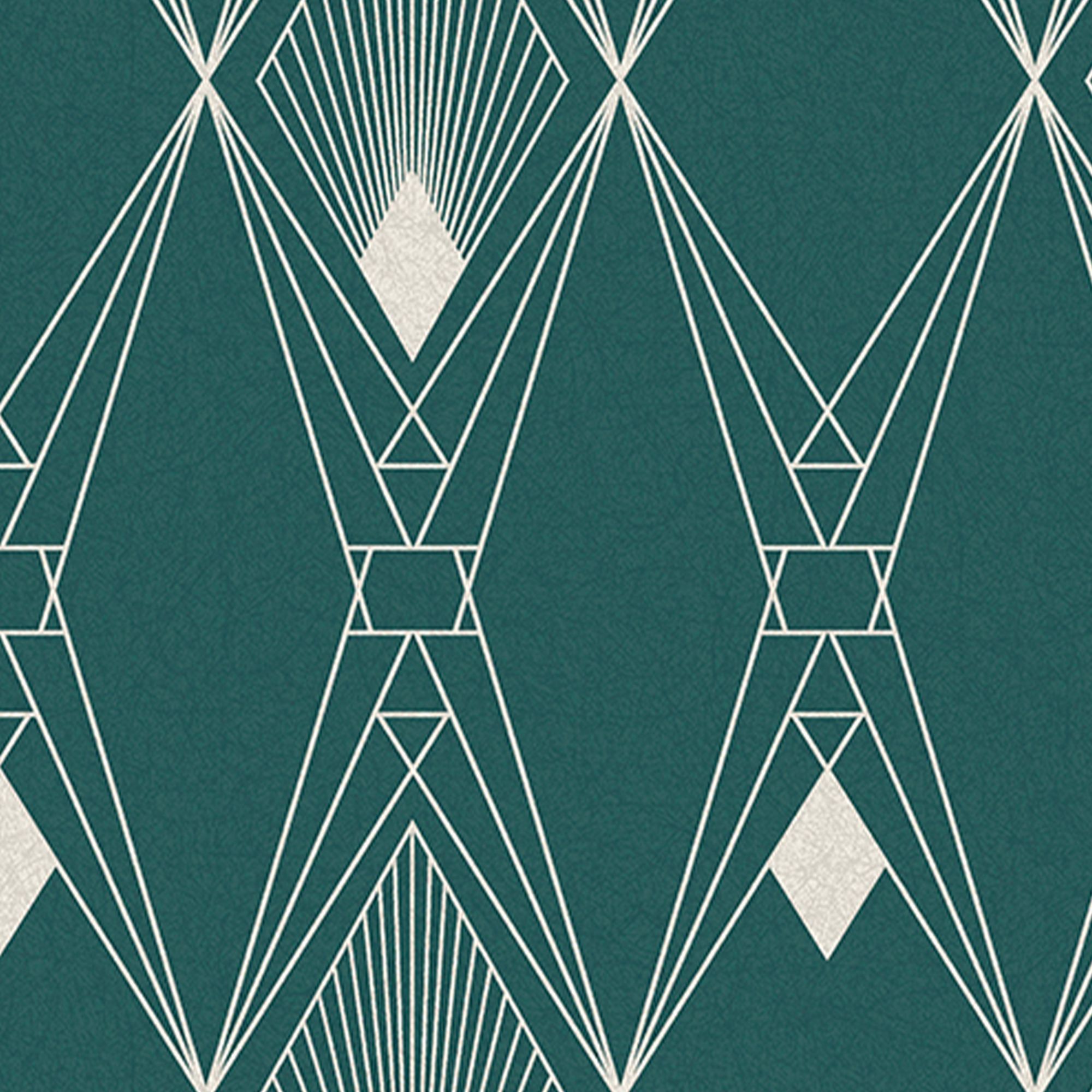 Next Deco geometric Teal Metallic effect Smooth Wallpaper