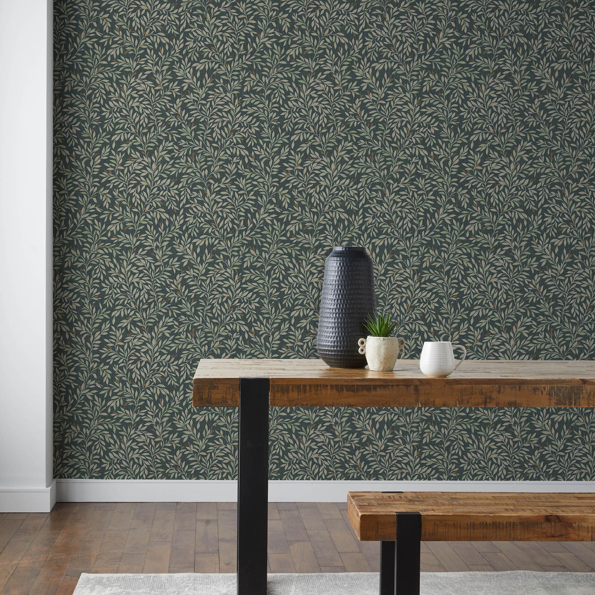 Next Ditsy Leaf Emerald Smooth Wallpaper