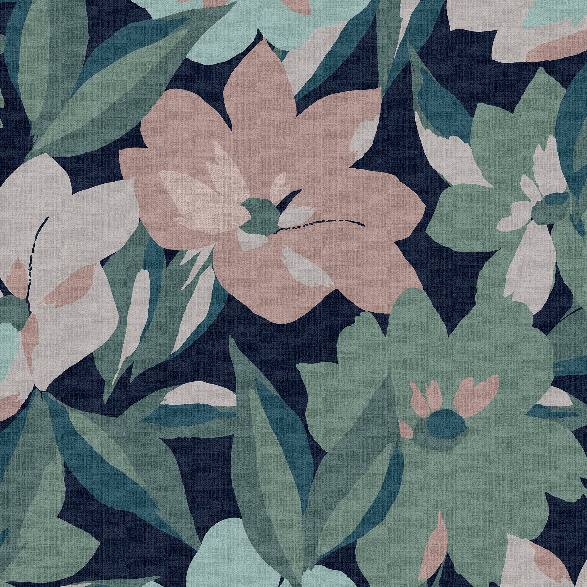 Next Hot House Floral Pink, Green & Blue Smooth Wallpaper