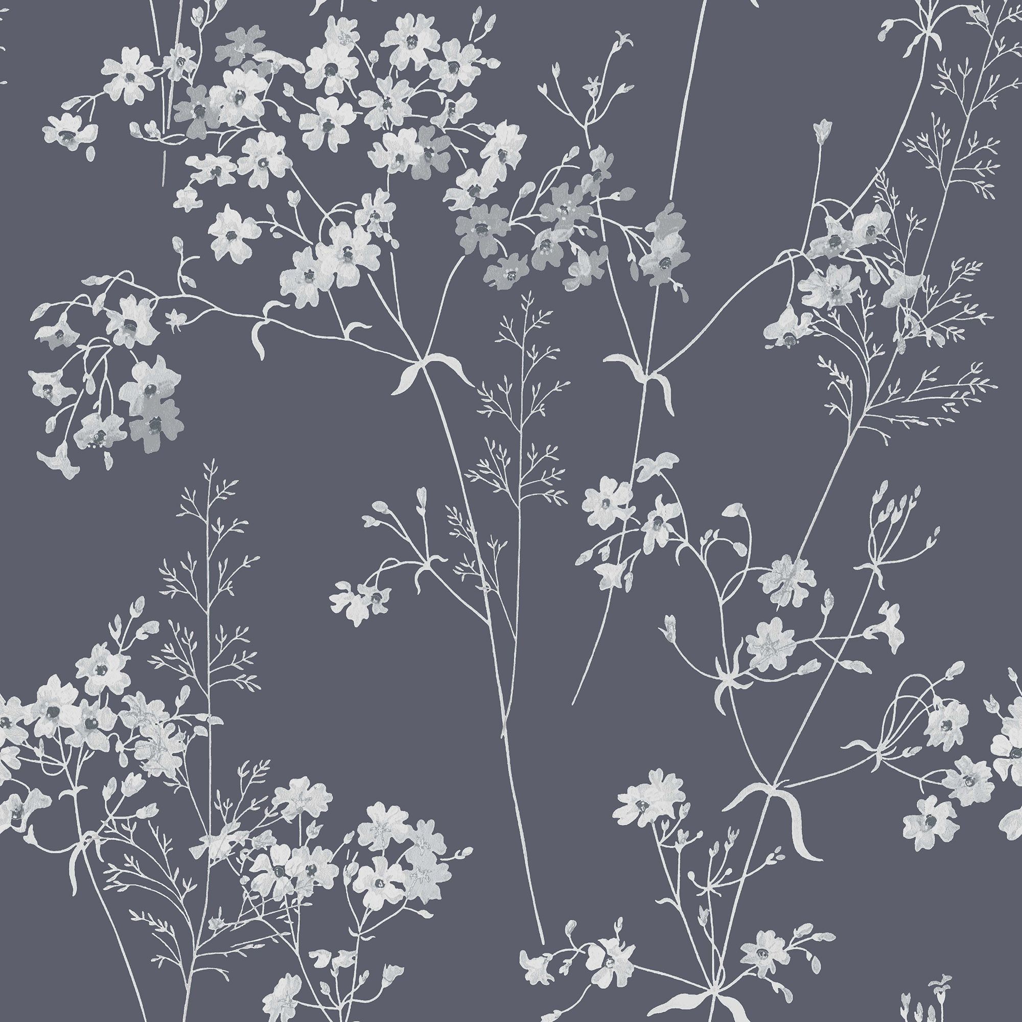 Next Leaf Navy Smooth Wallpaper