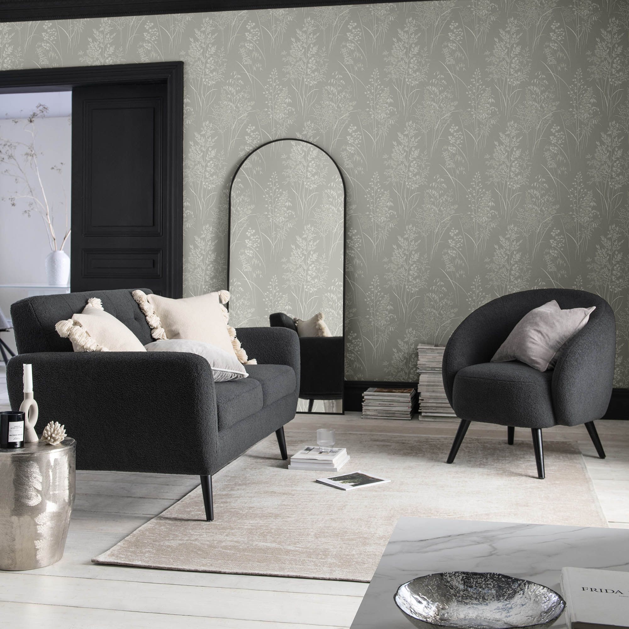 Next Leaf Sprigs Taupe Smooth Wallpaper