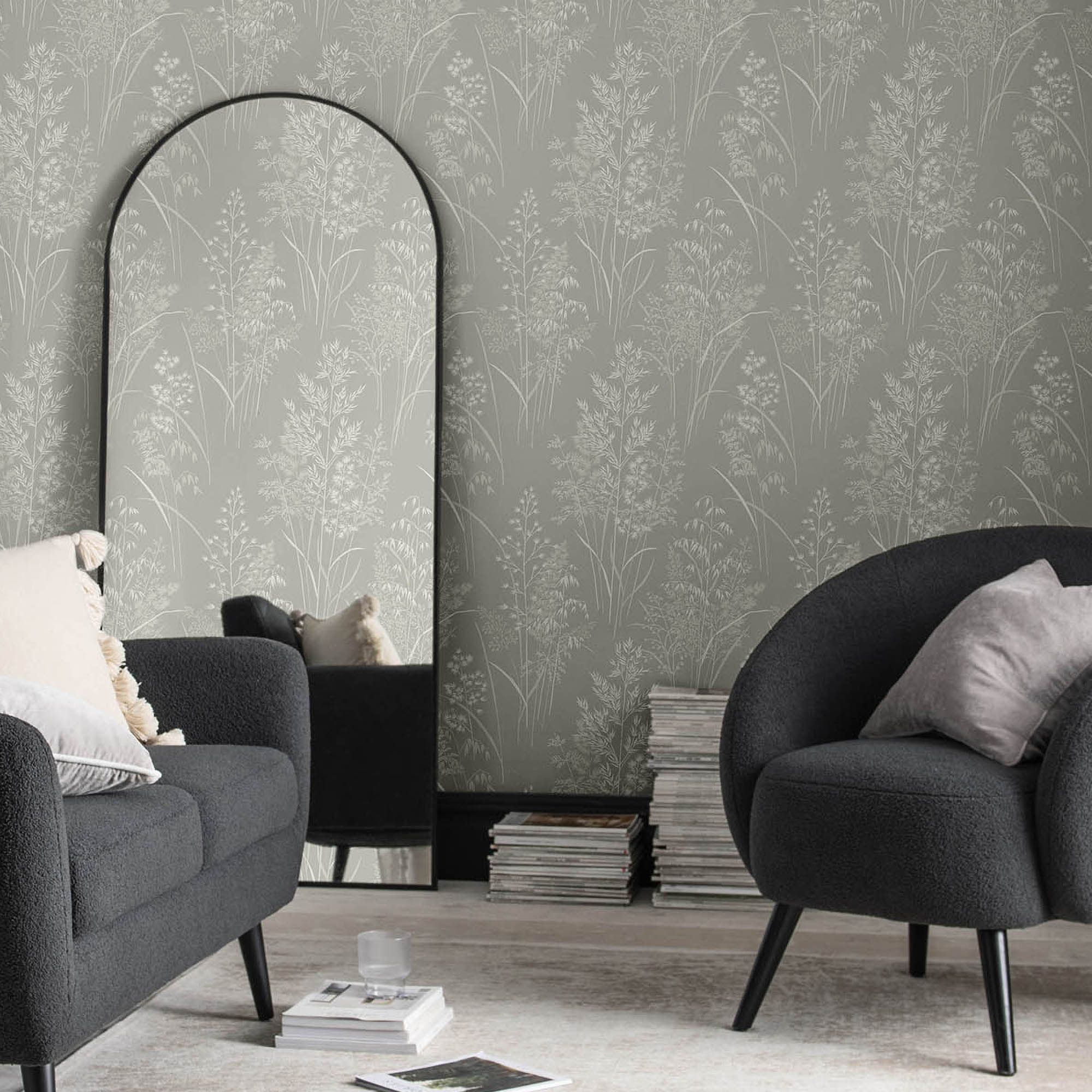 Next Leaf Sprigs Taupe Smooth Wallpaper
