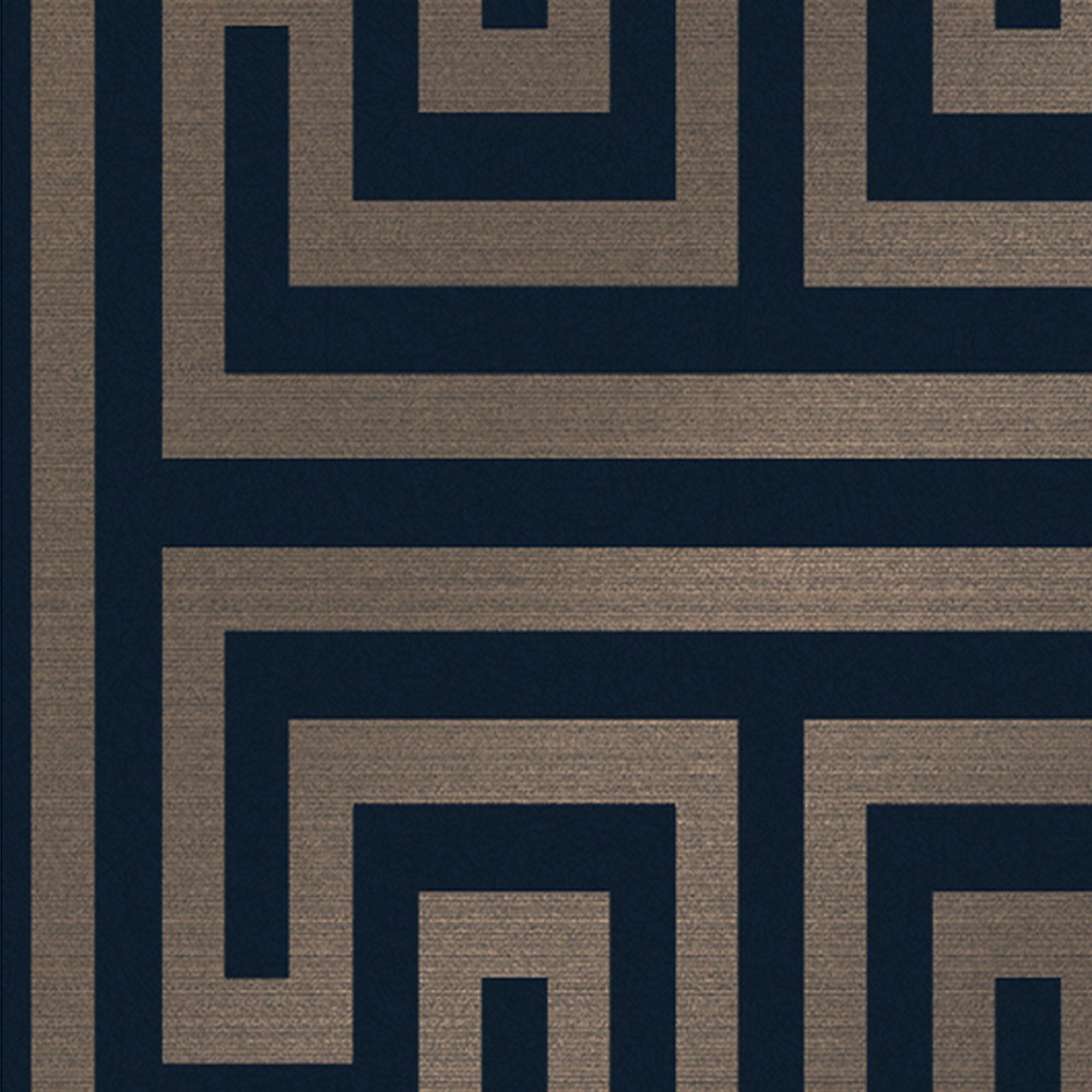 Next Metallic Greek key Navy Metallic effect Smooth Wallpaper