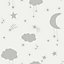 Next Moon & stars Grey Smooth Wallpaper