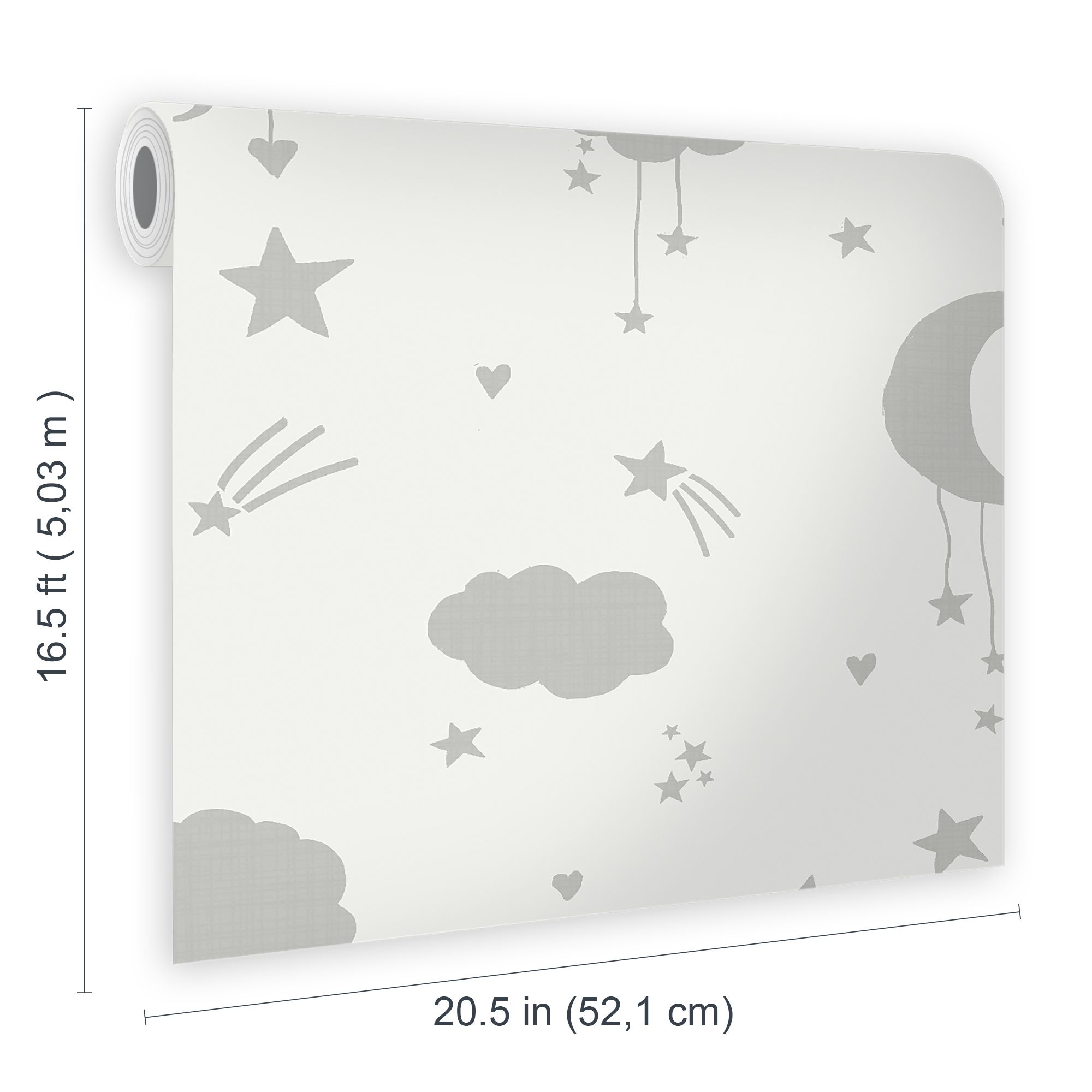 Next Moon & stars Grey Smooth Wallpaper