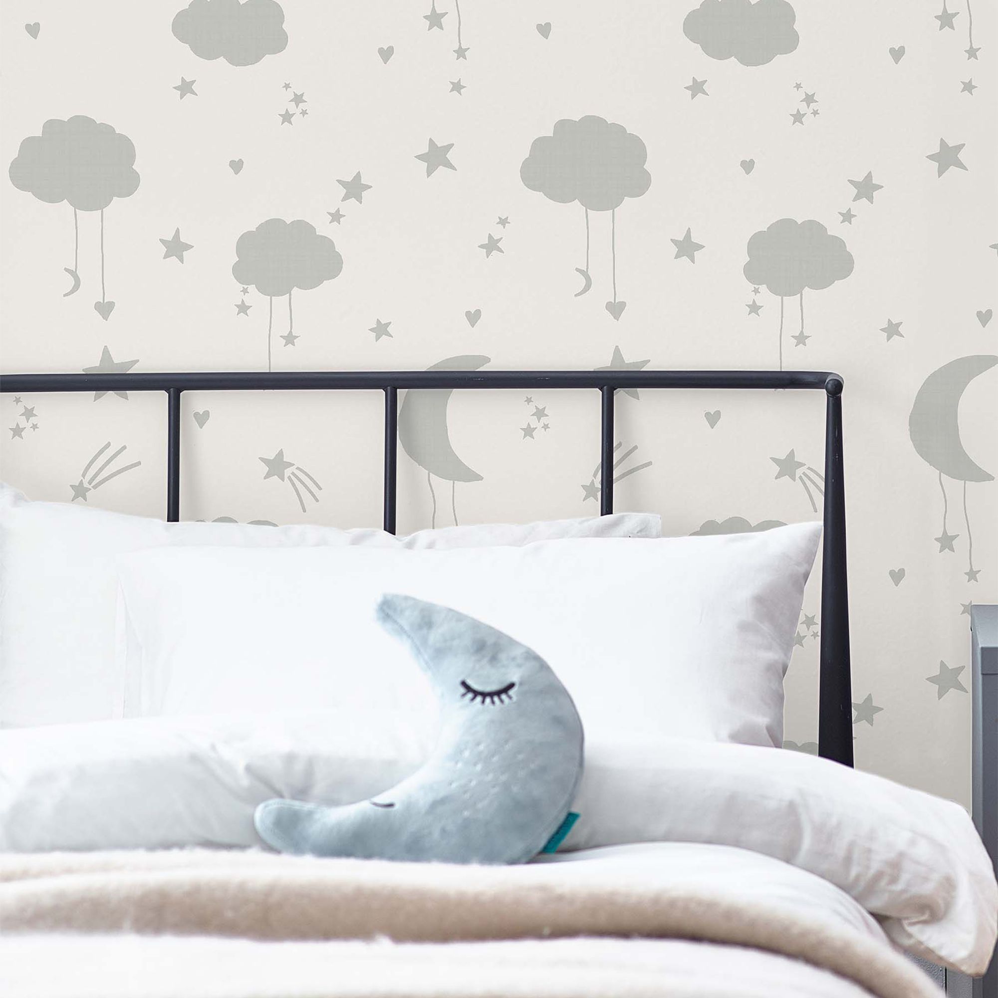 Next Moon & stars Grey Smooth Wallpaper