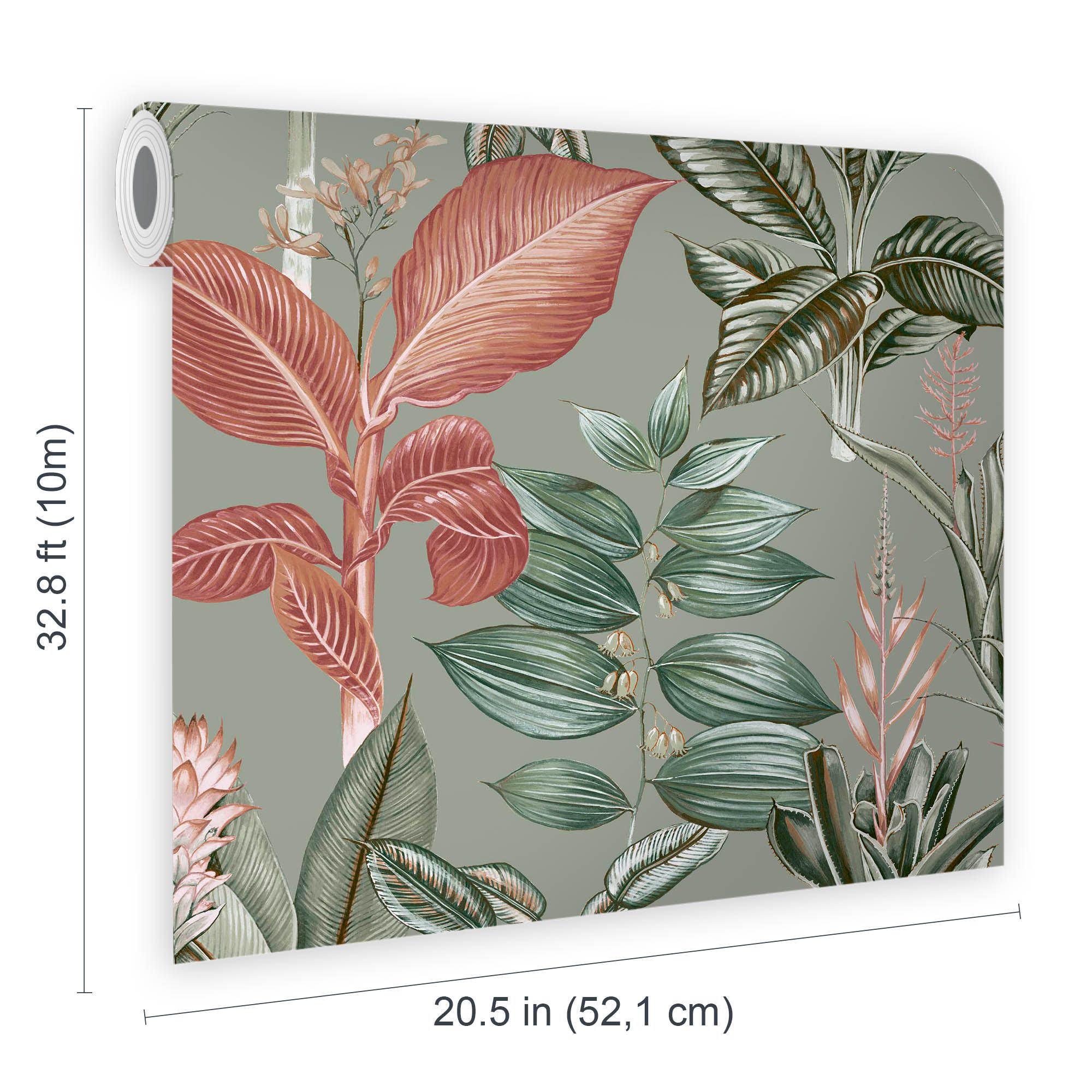 Next Rainforest Leaves Sage Smooth Wallpaper